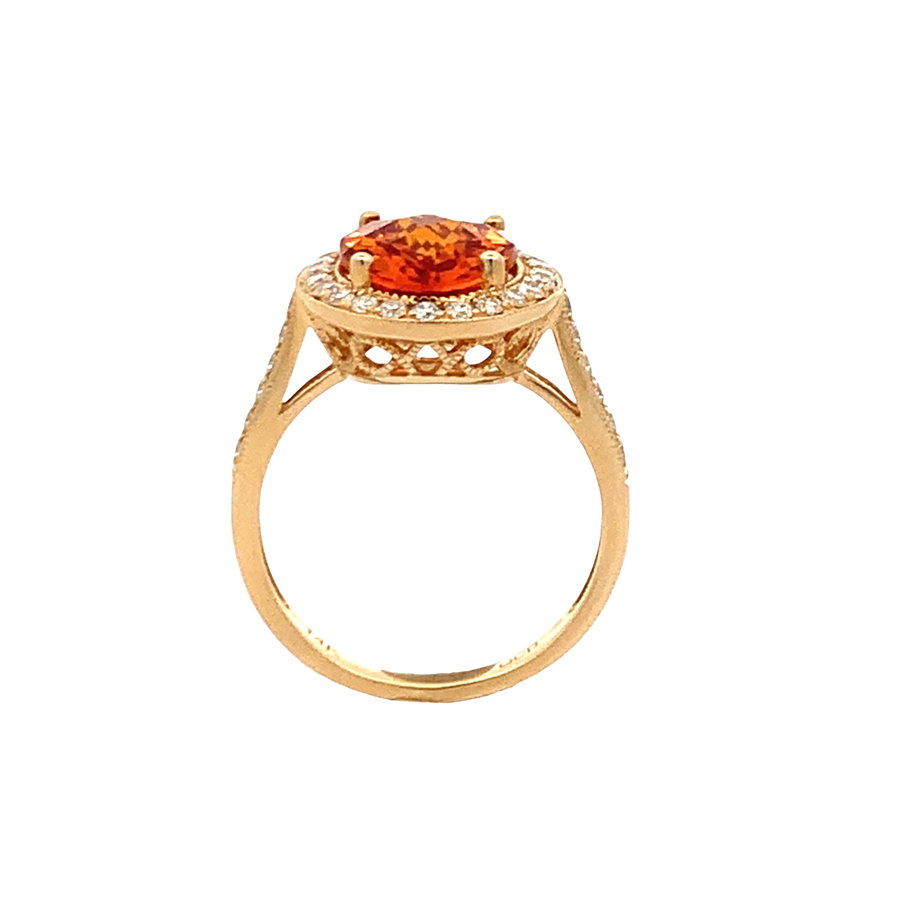 14K Yellow Gold Citrine and Diamond Halo Ring