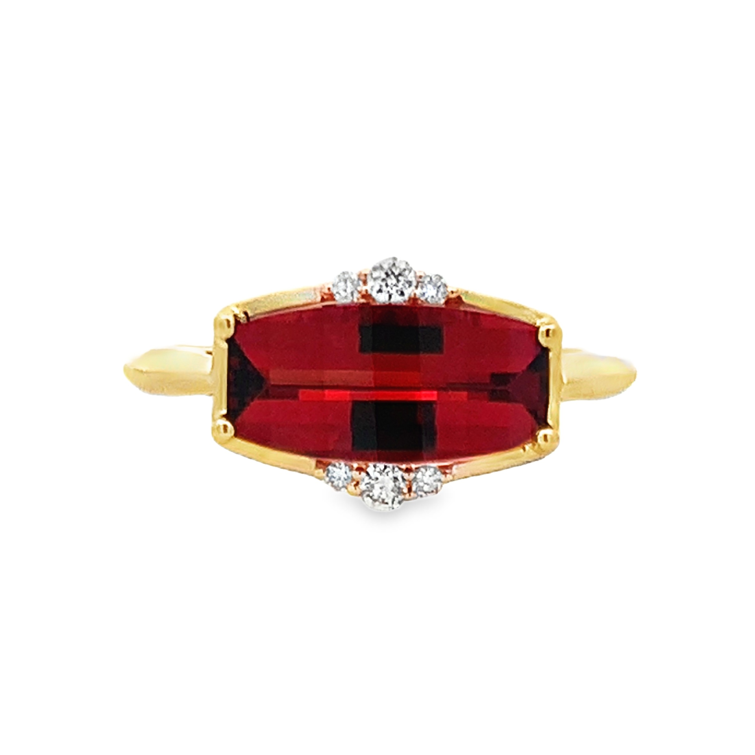 14K Yellow Gold Garnet and Diamond Ring