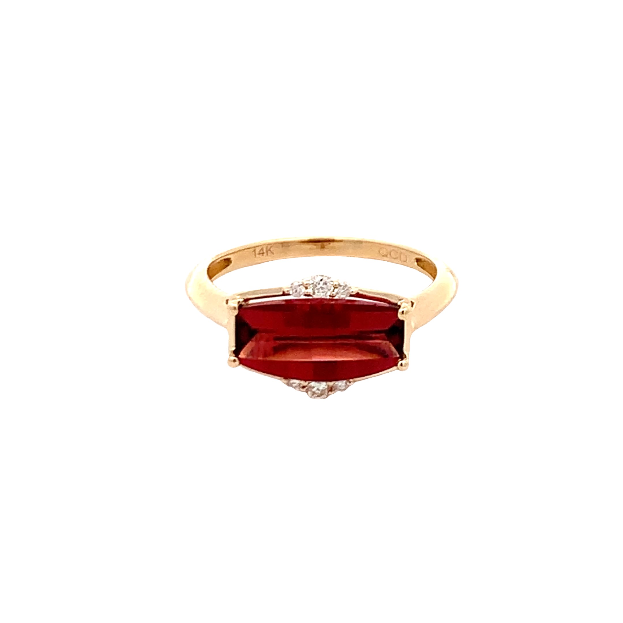 14K Yellow Gold Garnet and Diamond Ring