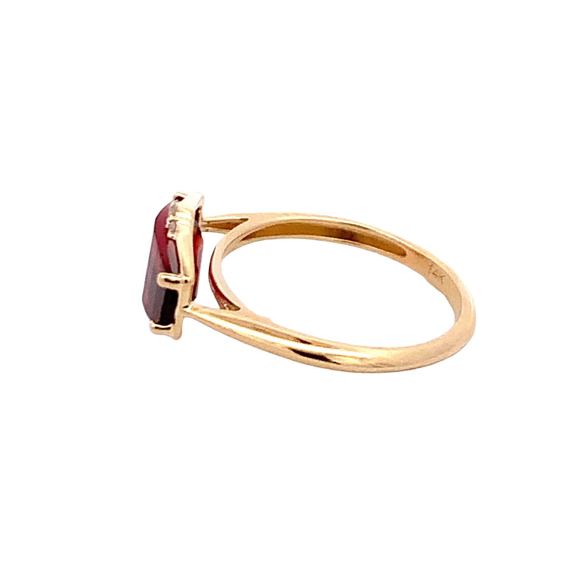 14K Yellow Gold Garnet and Diamond Ring