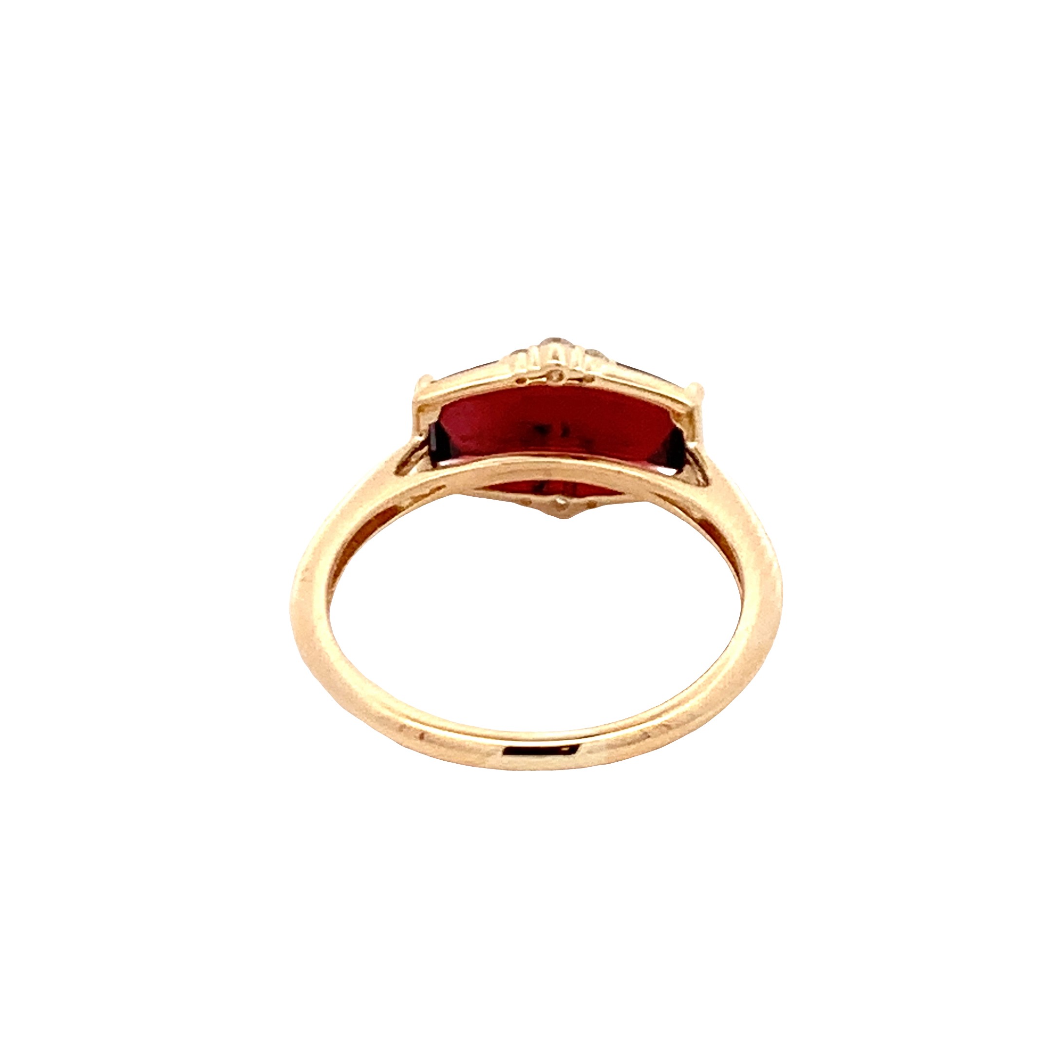 14K Yellow Gold Garnet and Diamond Ring