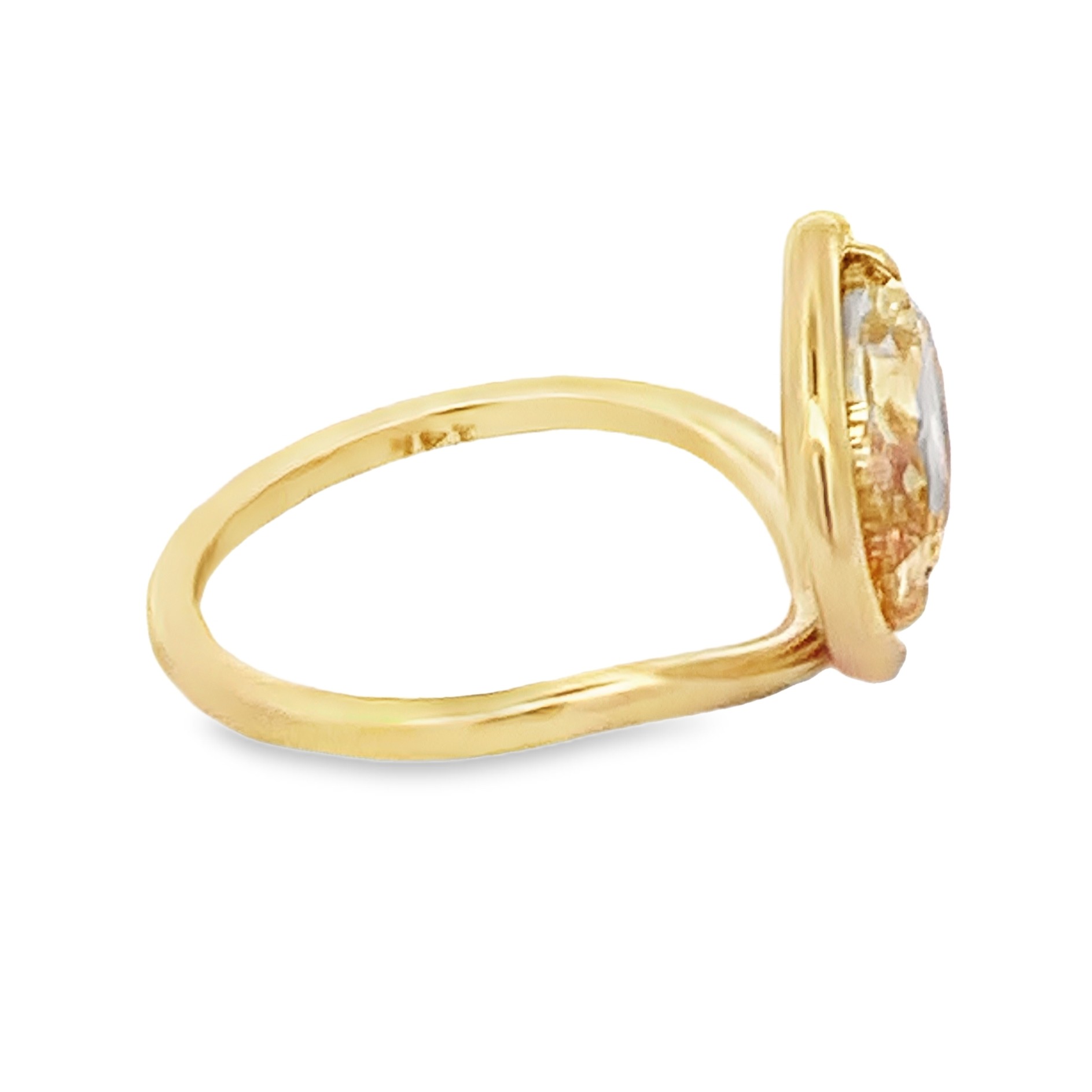 14K Yellow Gold Diamond Wave Ring Size 6 with 1 Moval Orange-Brown Diamond SI1 3.02 CTW
2.53dwt
