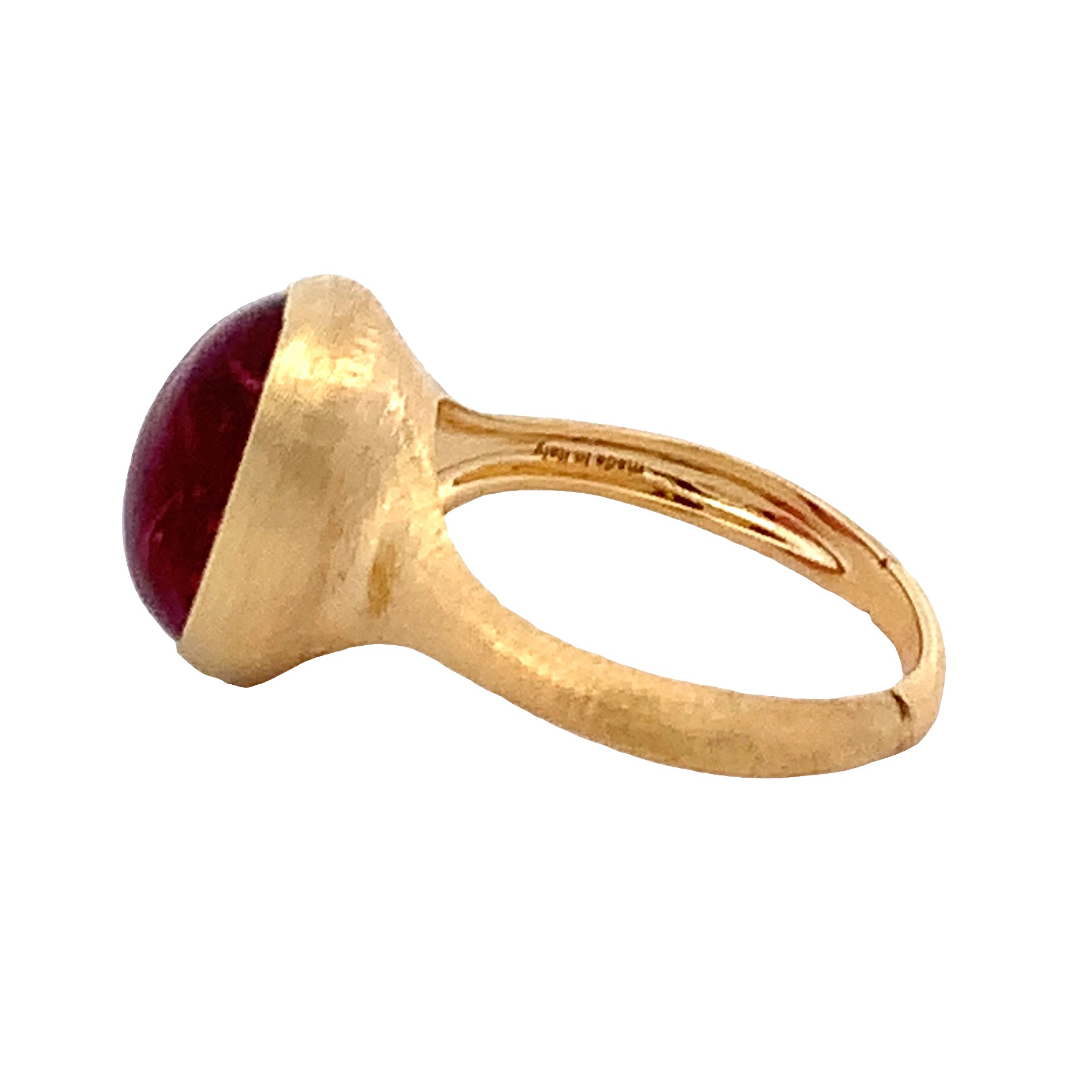 Marco Bicego 18K Yellow Gold Oval Pink Cabochon Tourmaline Ring Size 7 with 1 Oval Cabochon Pink Tourmaline