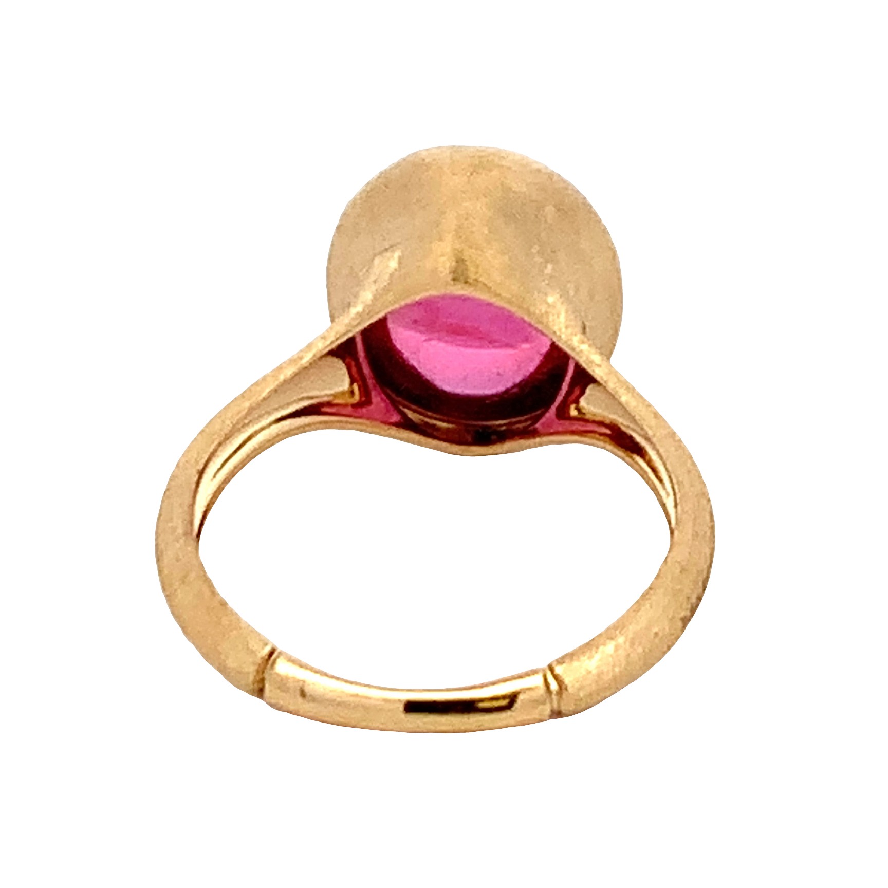 Marco Bicego 18K Yellow Gold Oval Pink Cabochon Tourmaline Ring Size 7 with 1 Oval Cabochon Pink Tourmaline