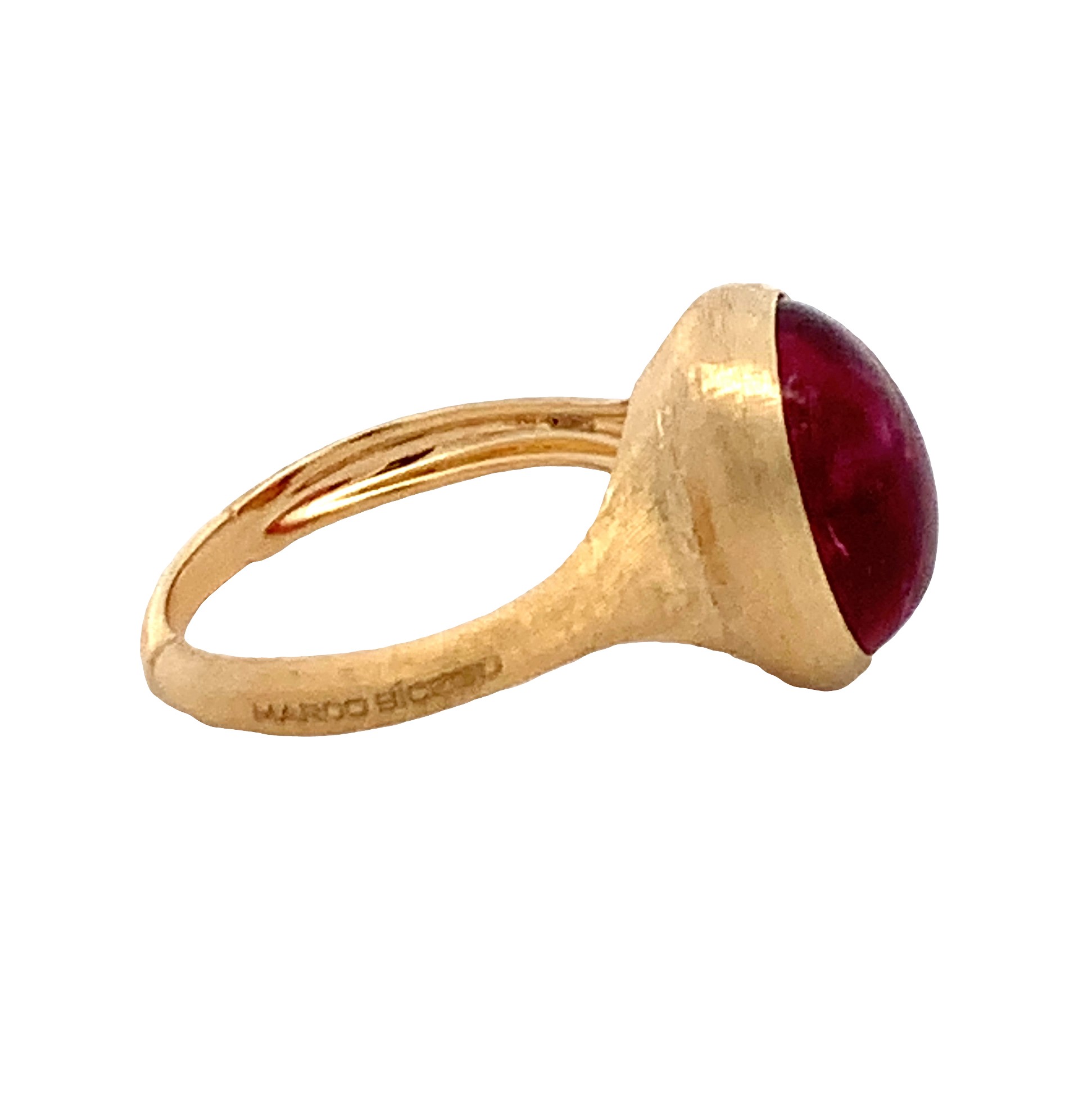 Marco Bicego 18K Yellow Gold Oval Pink Cabochon Tourmaline Ring Size 7 with 1 Oval Cabochon Pink Tourmaline