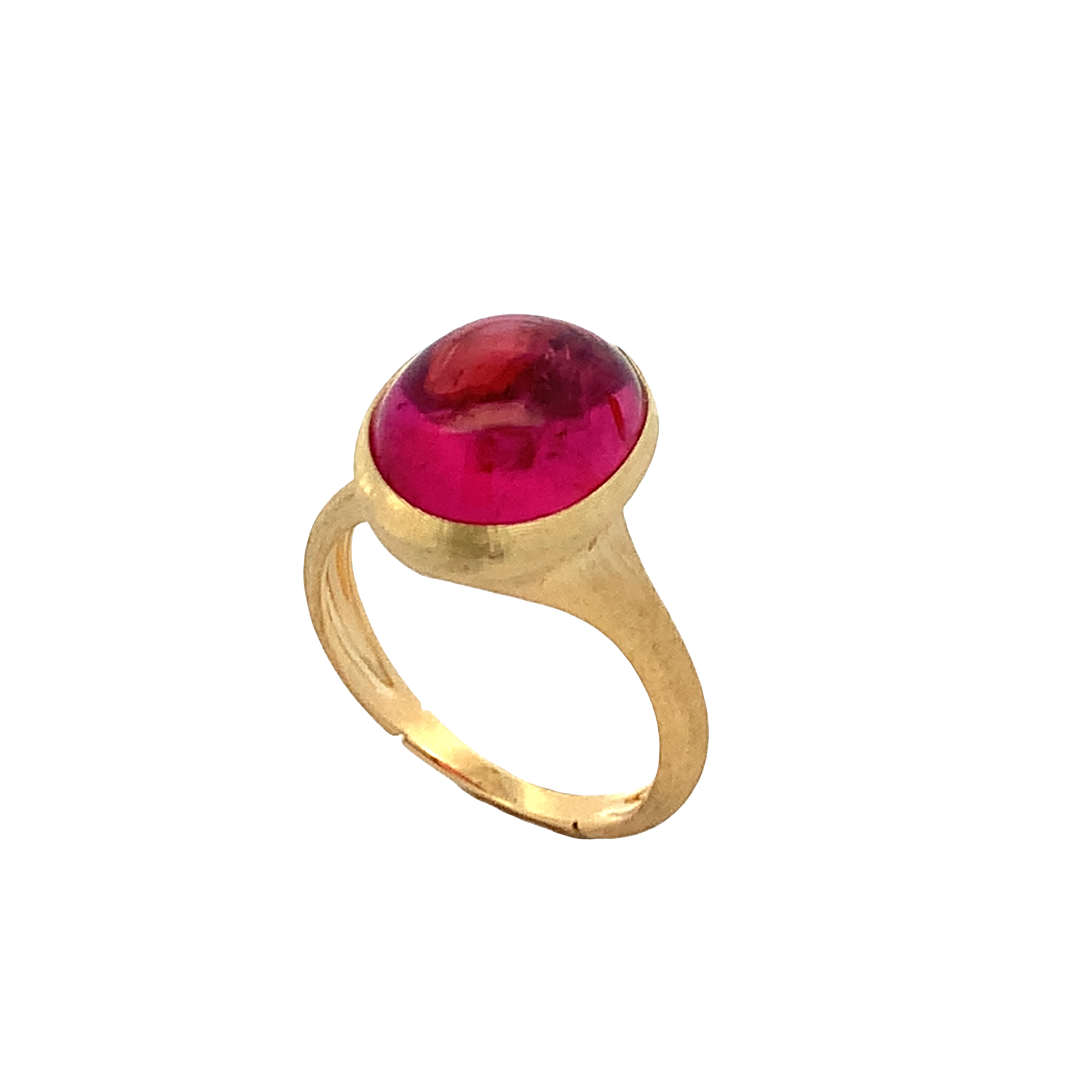 Marco Bicego 18K Yellow Gold Oval Pink Cabochon Tourmaline Ring Size 7 with 1 Oval Cabochon Pink Tourmaline