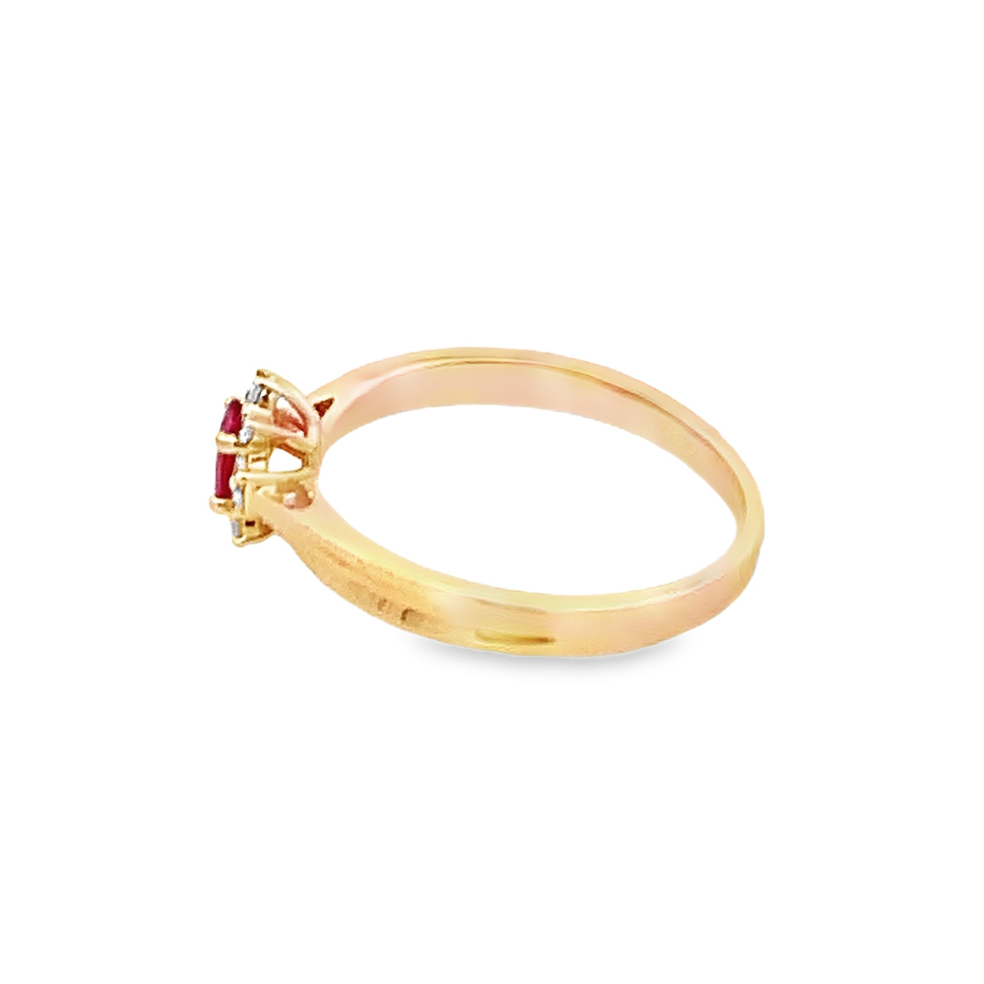 14K Yellow Gold Oval Ruby and Diamond Halo Ring