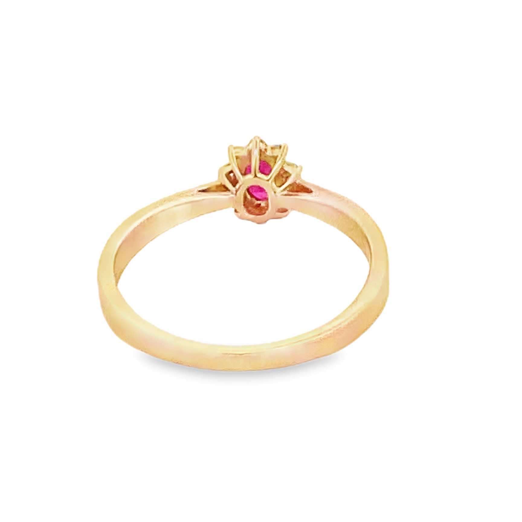 14K Yellow Gold Oval Ruby and Diamond Halo Ring