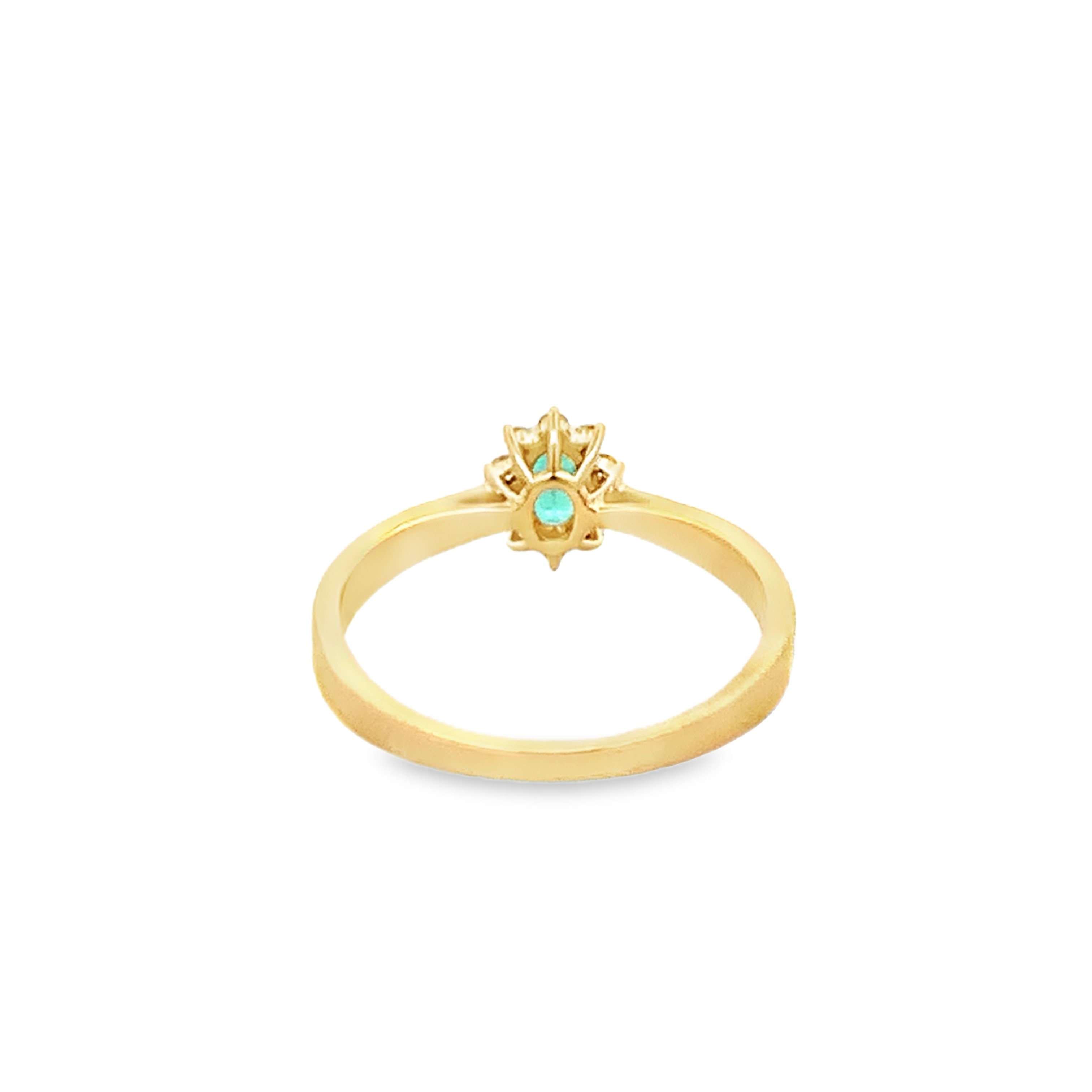 14K Yellow Gold Oval Emerald and Diamond Halo Ring