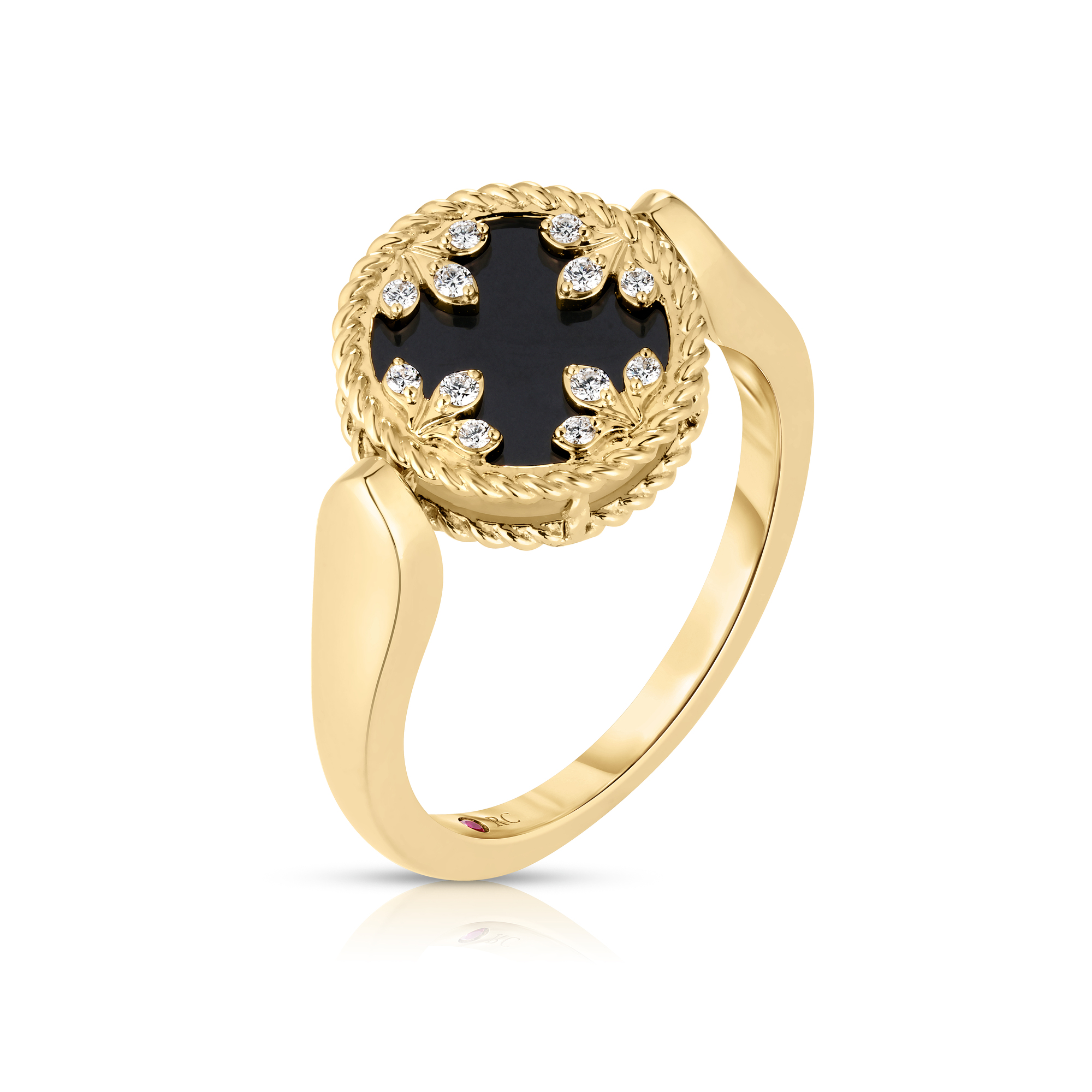 Roberto Coin 18 Karat Yellow Gold Venetian Medallions Medium Reversible Ring Size 6.5
