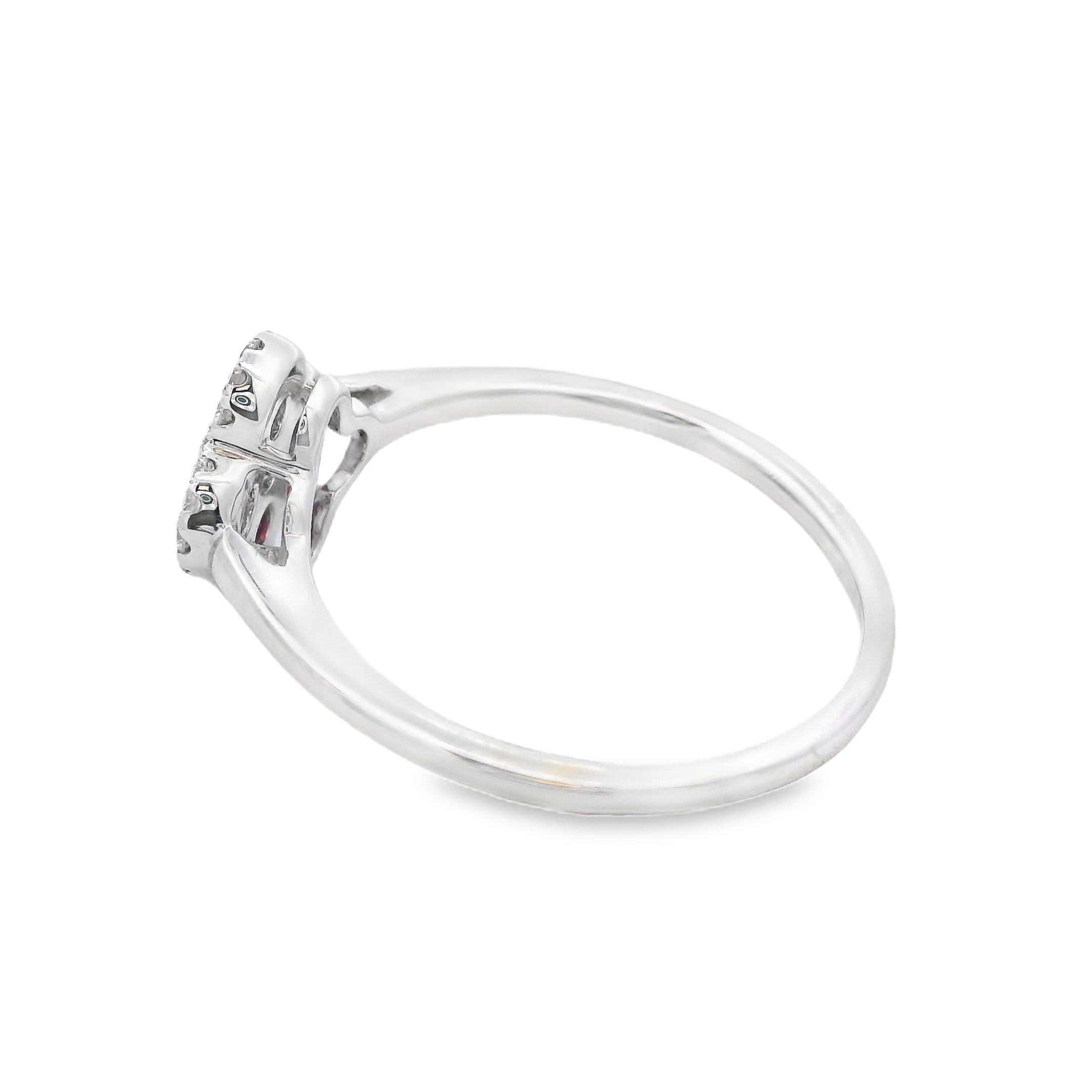 18K White Gold Ruby and Diamond Clover Ring