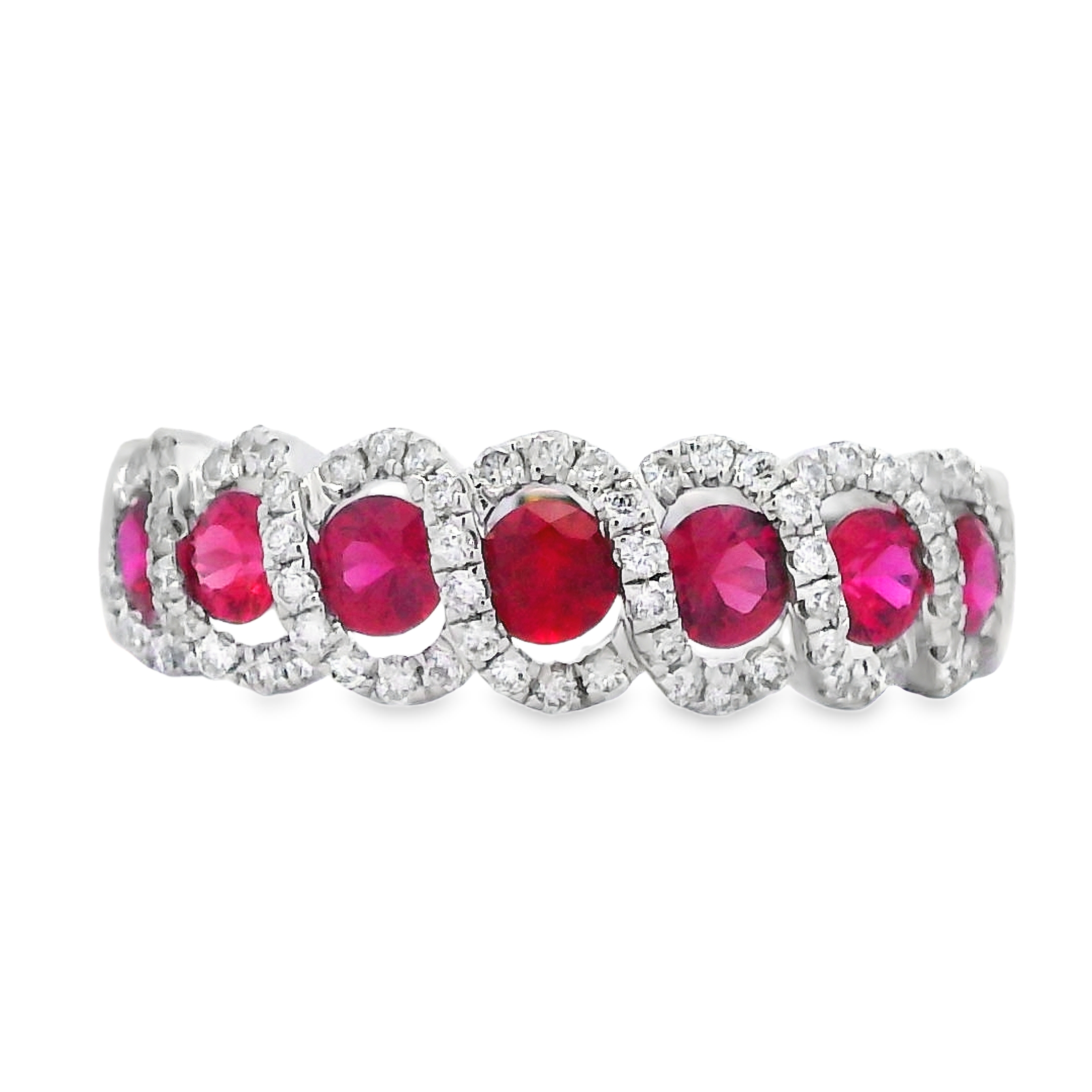 18K White Gold Ruby and Diamond Twist Ring
