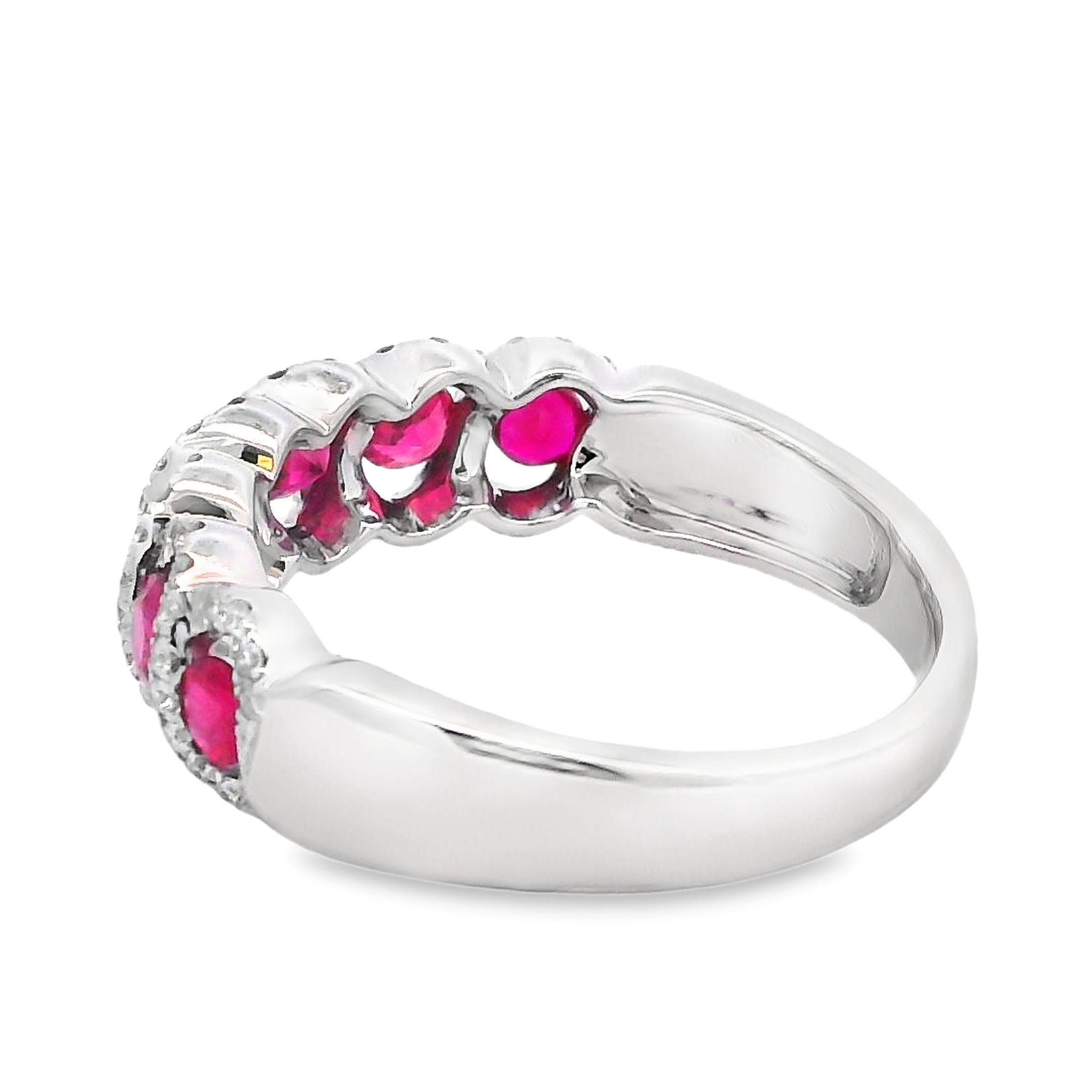 18K White Gold Ruby and Diamond Twist Ring