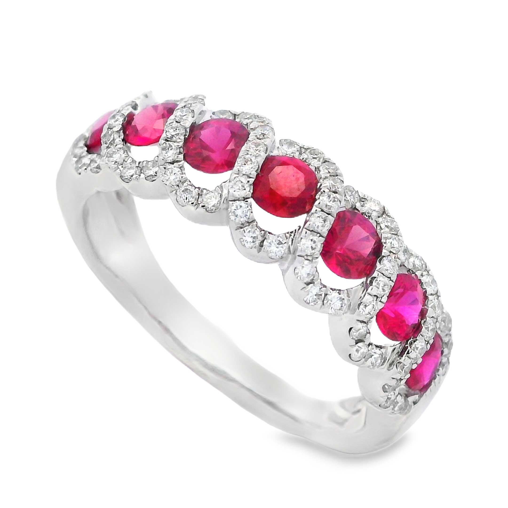 18K White Gold Ruby and Diamond Twist Ring