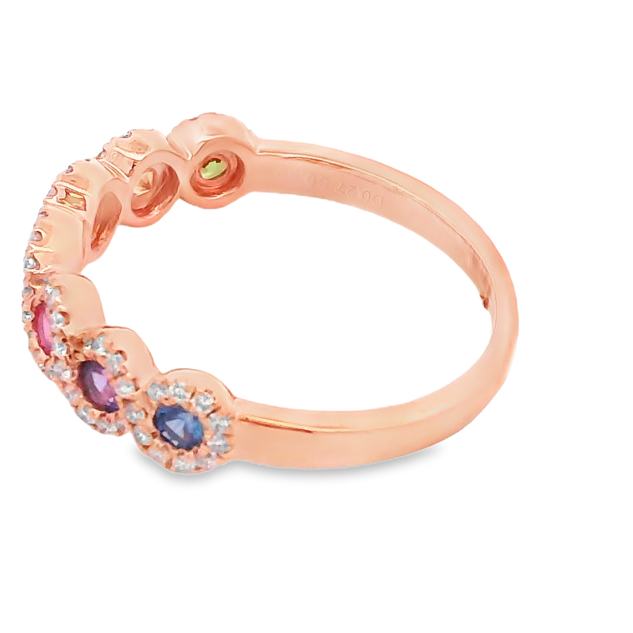18K Rose Gold Rainbow Sapphire and Diamond Twist Ring