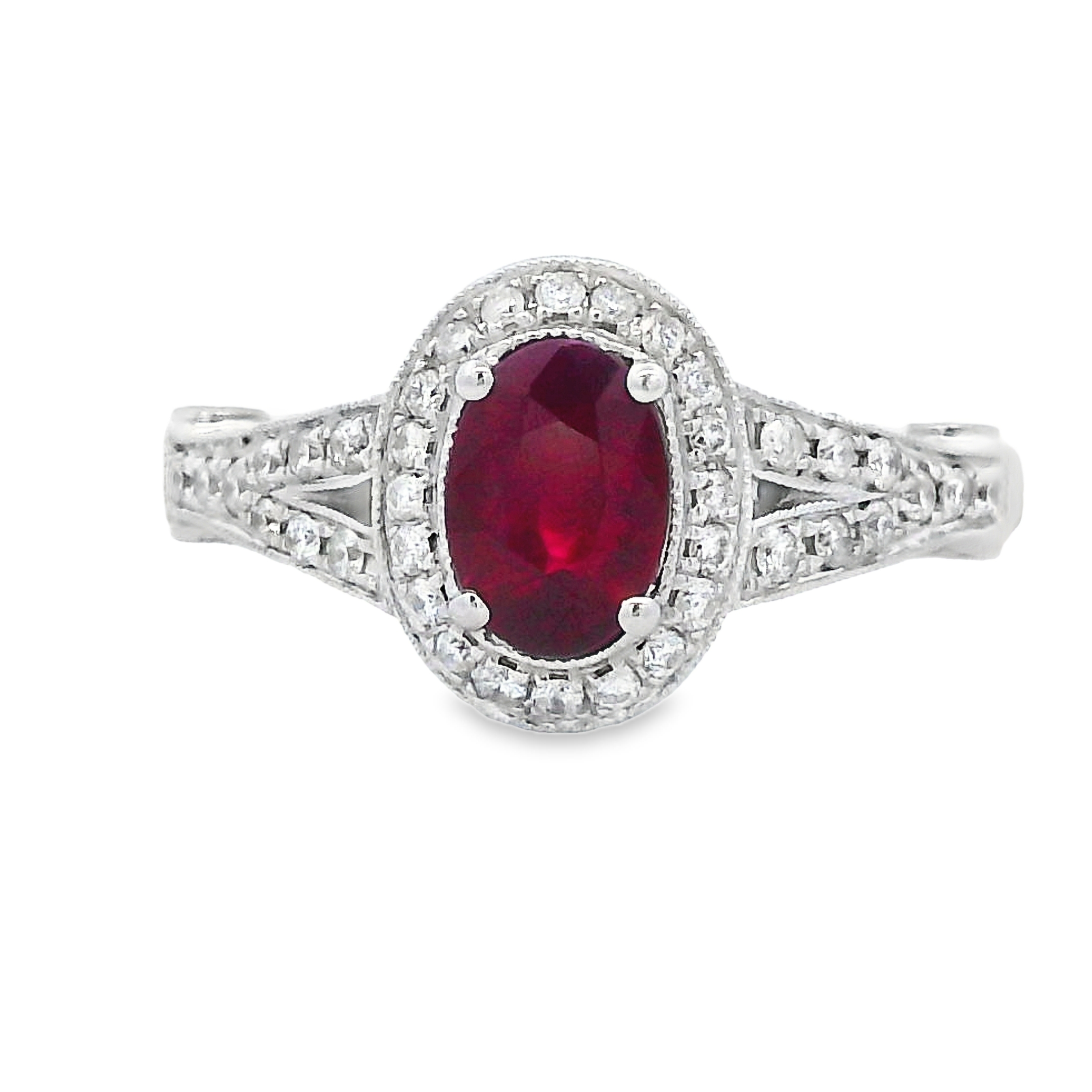 18K White Gold Ruby and Diamond Fashion Ring