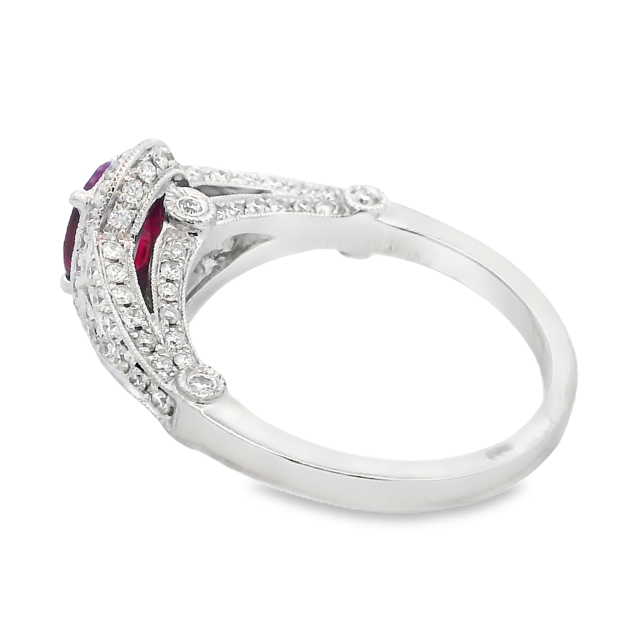 18K White Gold Ruby and Diamond Fashion Ring