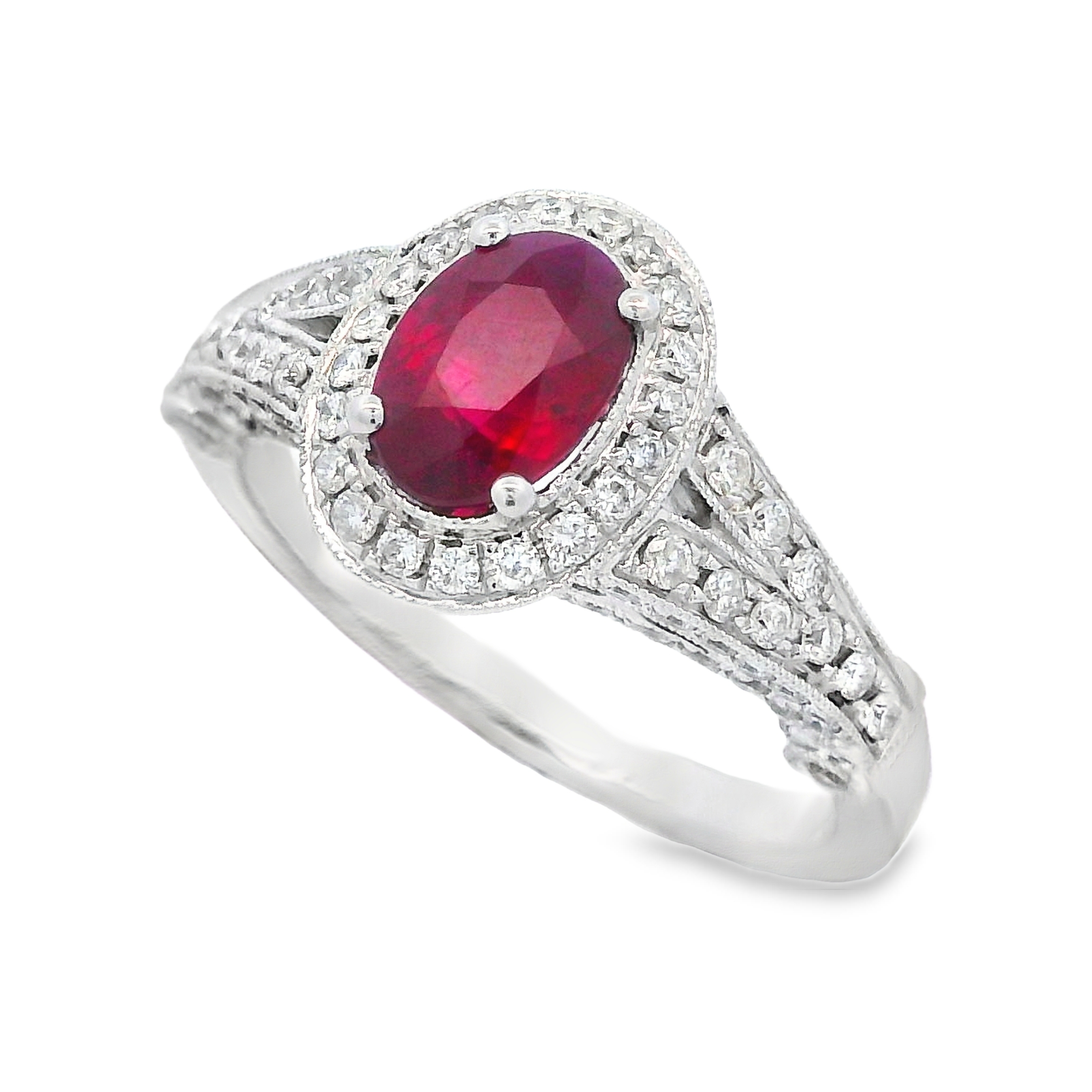 18K White Gold Ruby and Diamond Fashion Ring