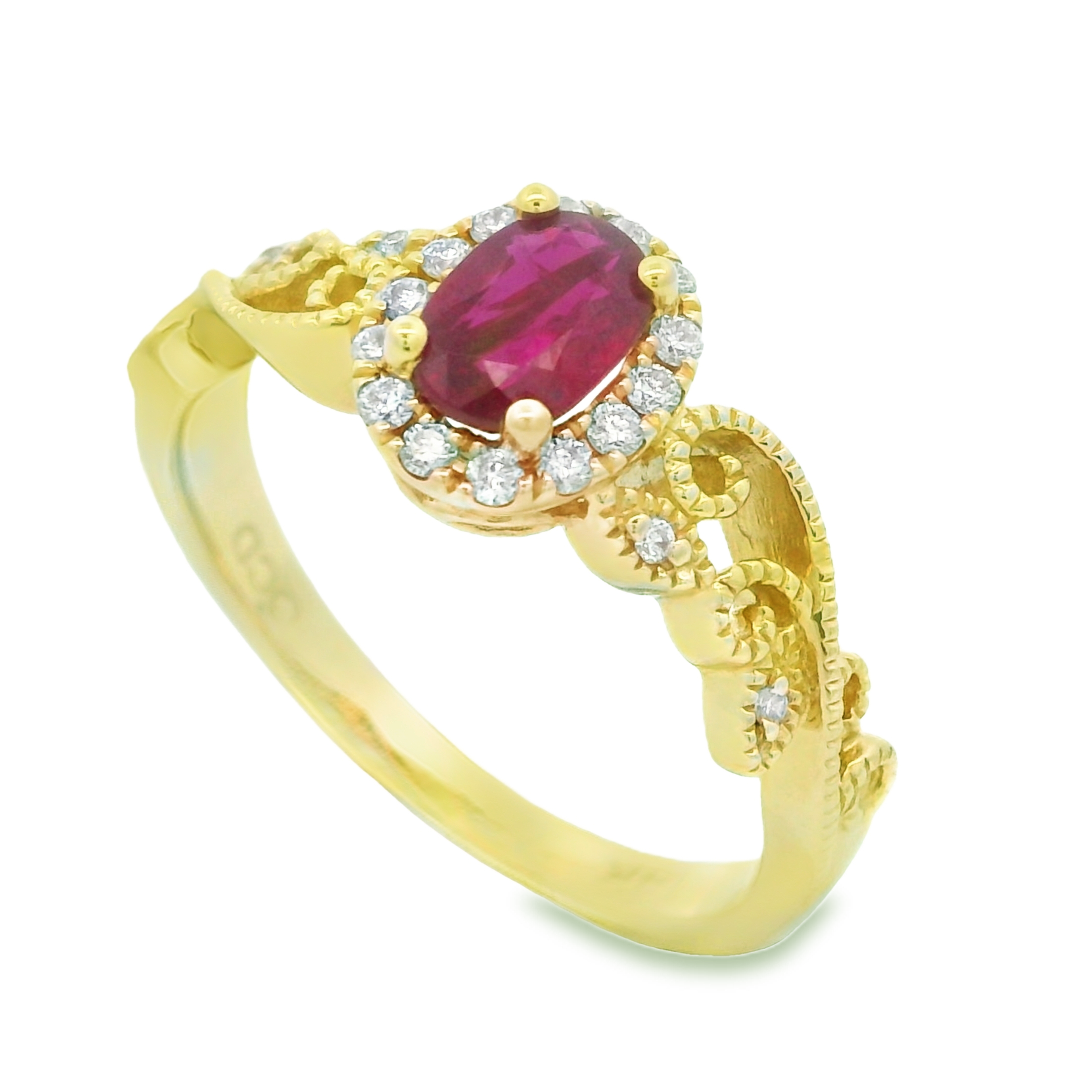 14K Yellow Gold Ruby Filigree Ring