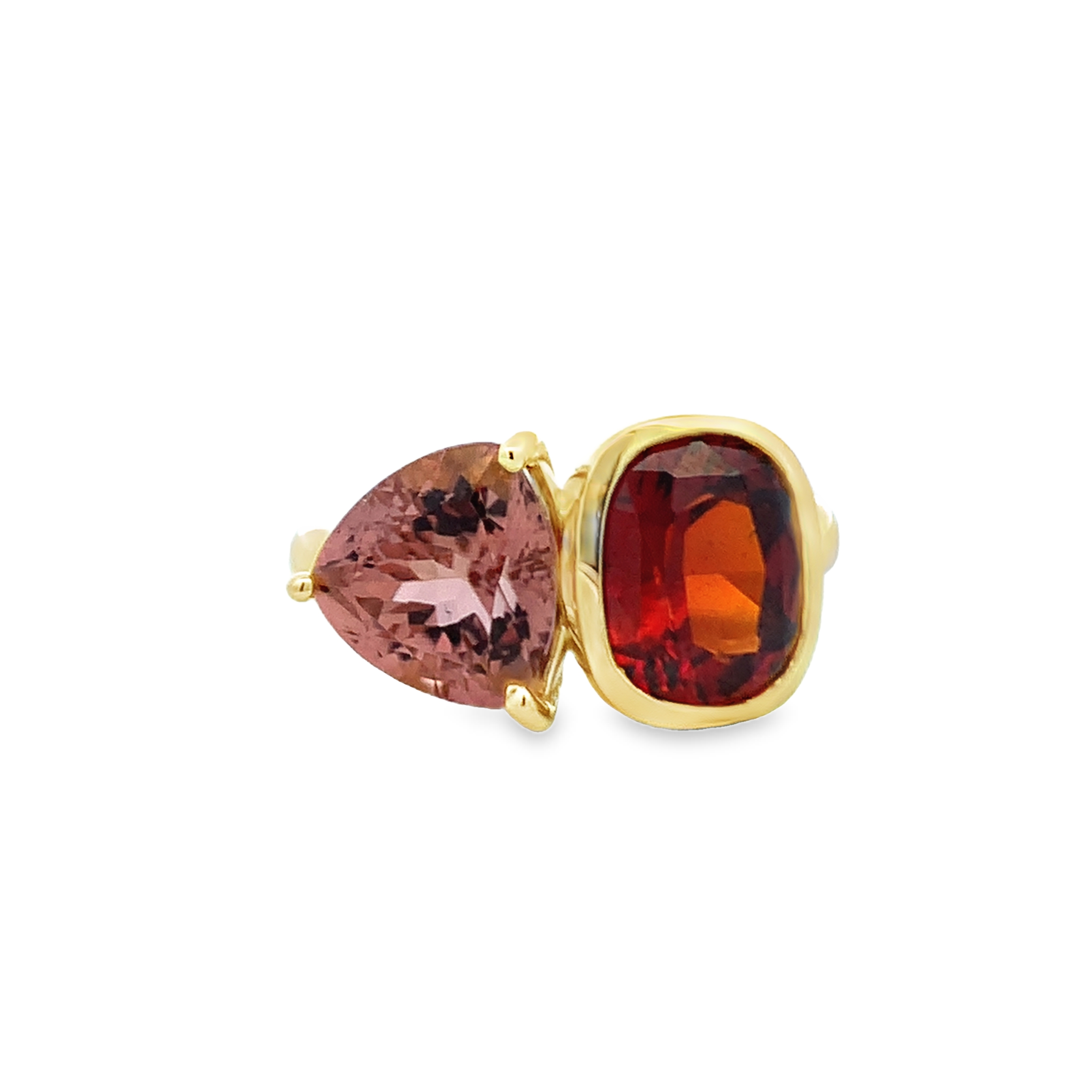 Lauren K 18K Yellow Gold Garnet & Peach Tourmaline Ring