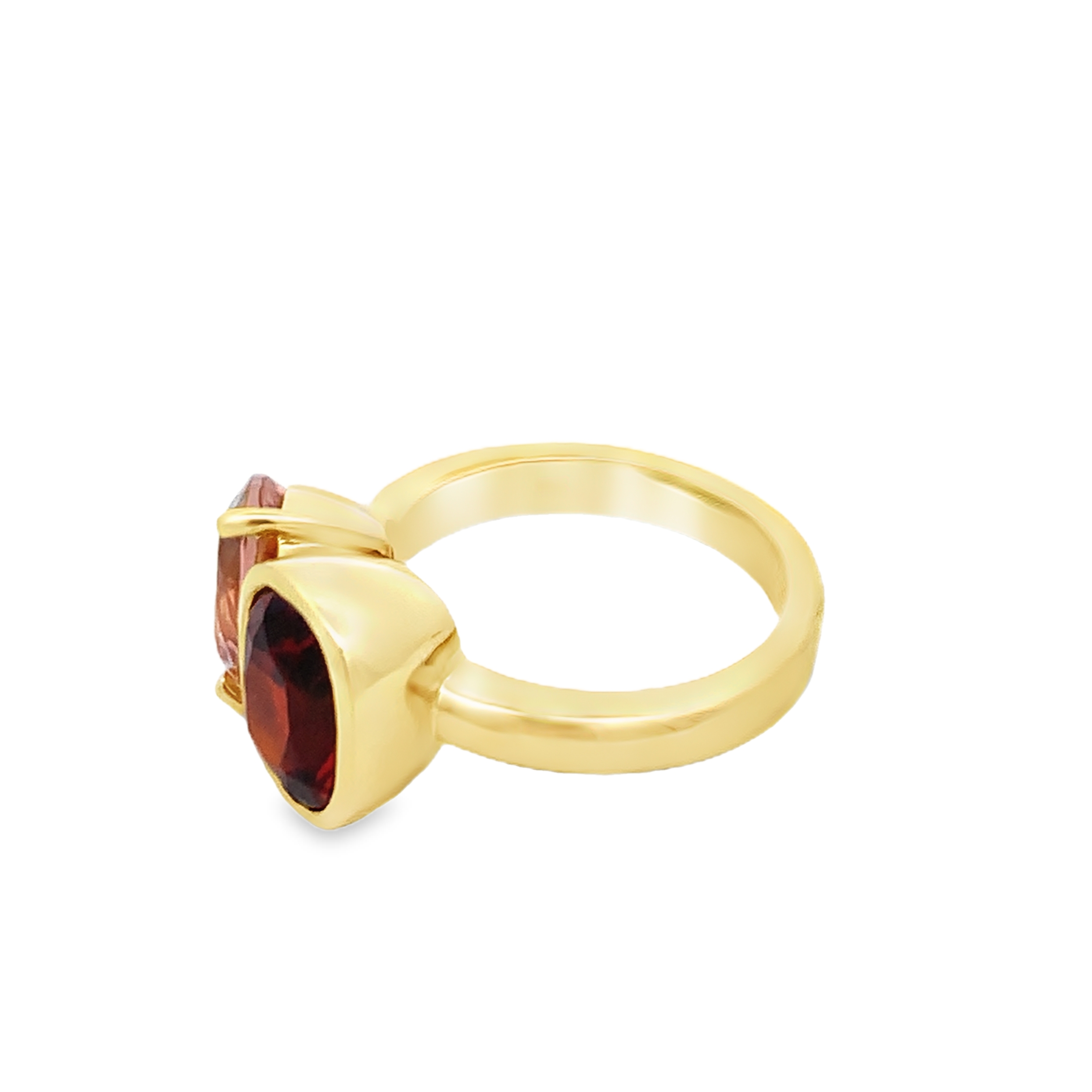 Lauren K 18K Yellow Gold Garnet & Peach Tourmaline Ring