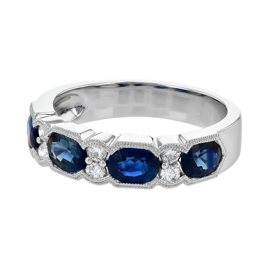 Allison Kaufman 14K White Gold Sapphire & Diamond Ring