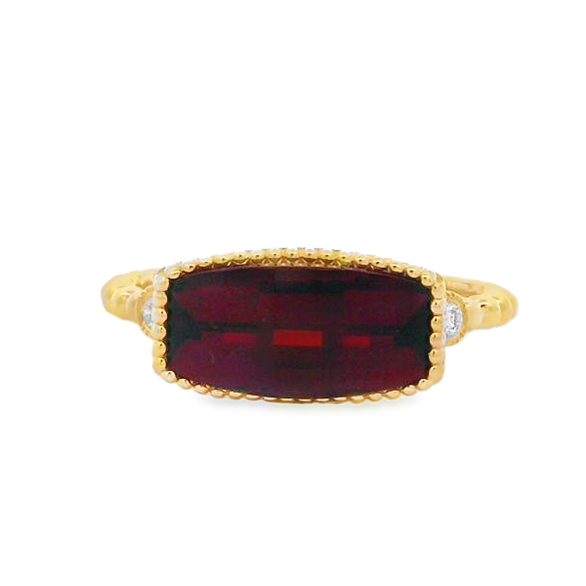 14K Yellow Gold East-West Rectangle Garnet Ring