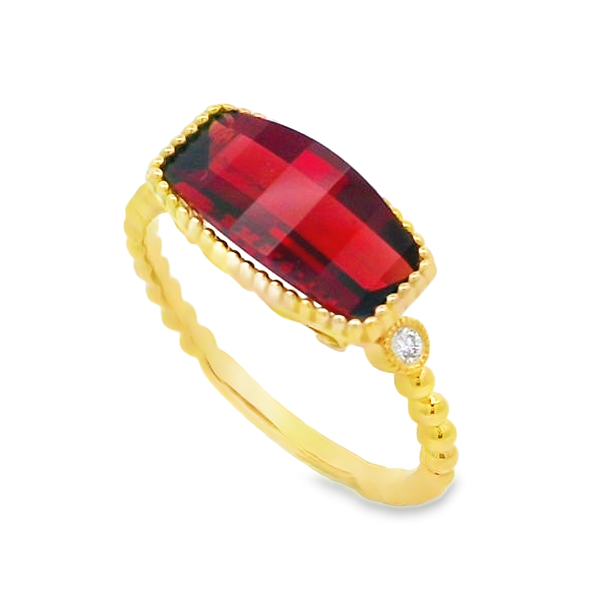 14K Yellow Gold East-West Rectangle Garnet Ring