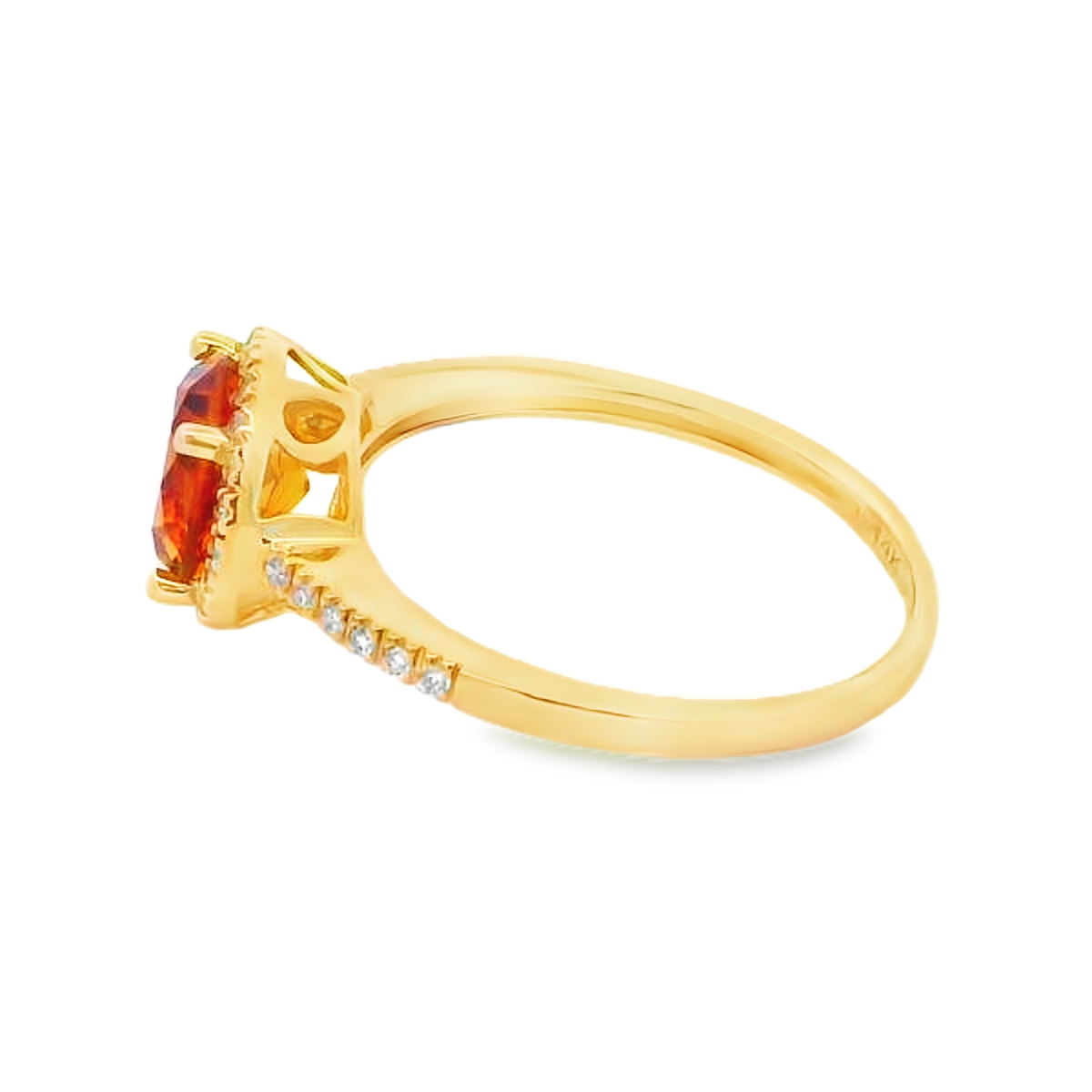 14K Yellow Gold Citrine Diamond Halo Ring
