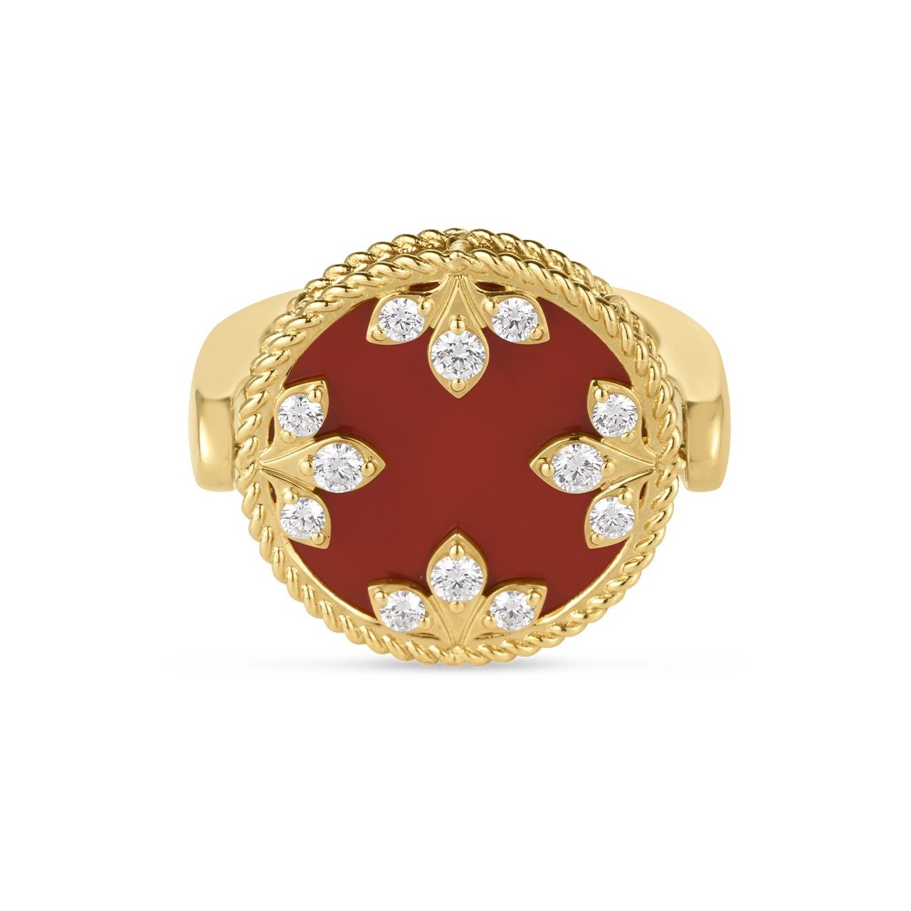 Roberto Coin 18K Yellow Gold Venetian Medallions Red Agate & Mother Of Pearl Reversible Ring