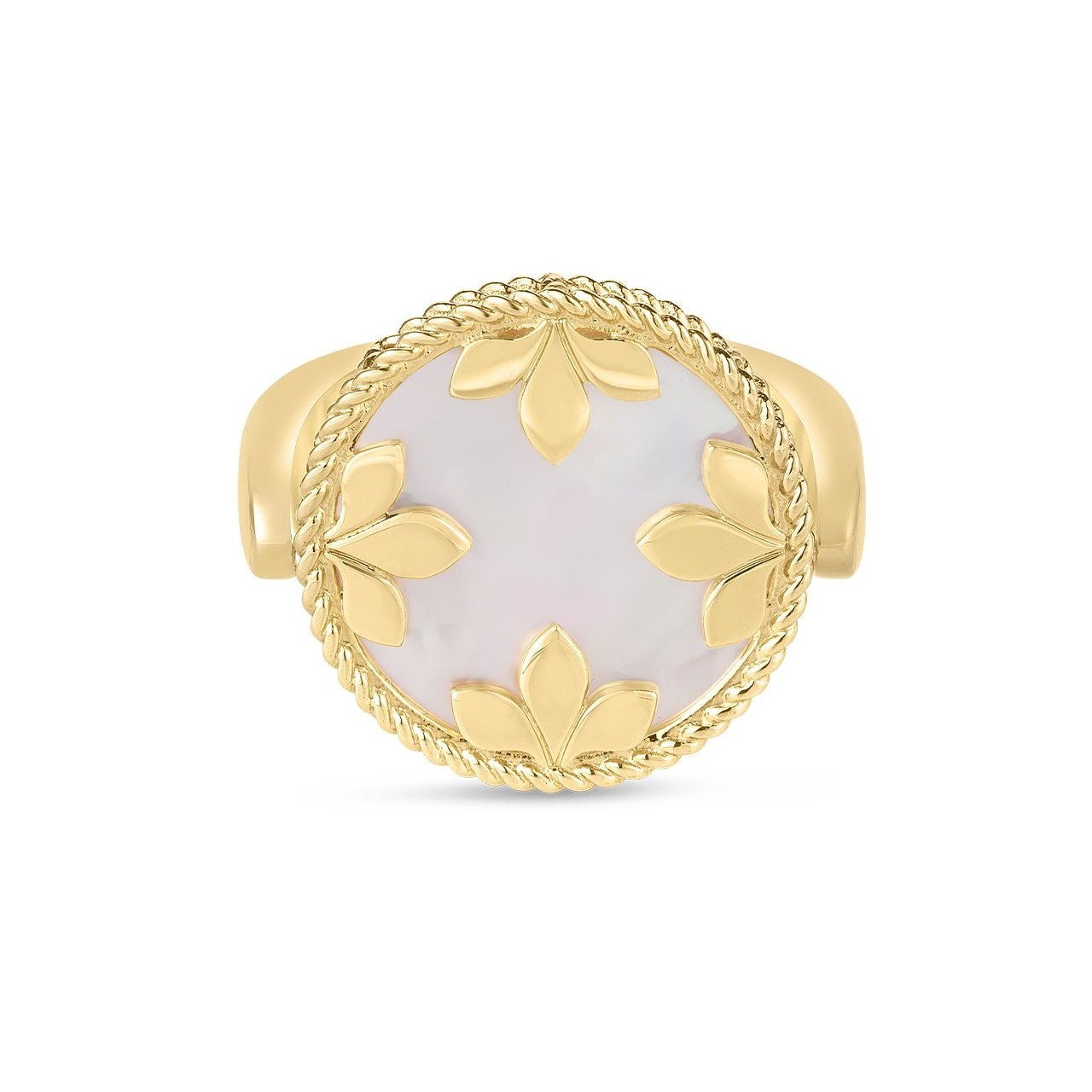 Roberto Coin 18K Yellow Gold Venetian Medallions Red Agate & Mother Of Pearl Reversible Ring