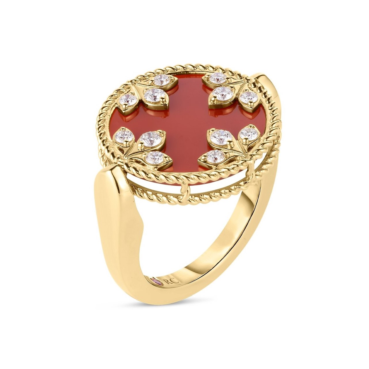 Roberto Coin 18K Yellow Gold Venetian Medallions Red Agate & Mother Of Pearl Reversible Ring