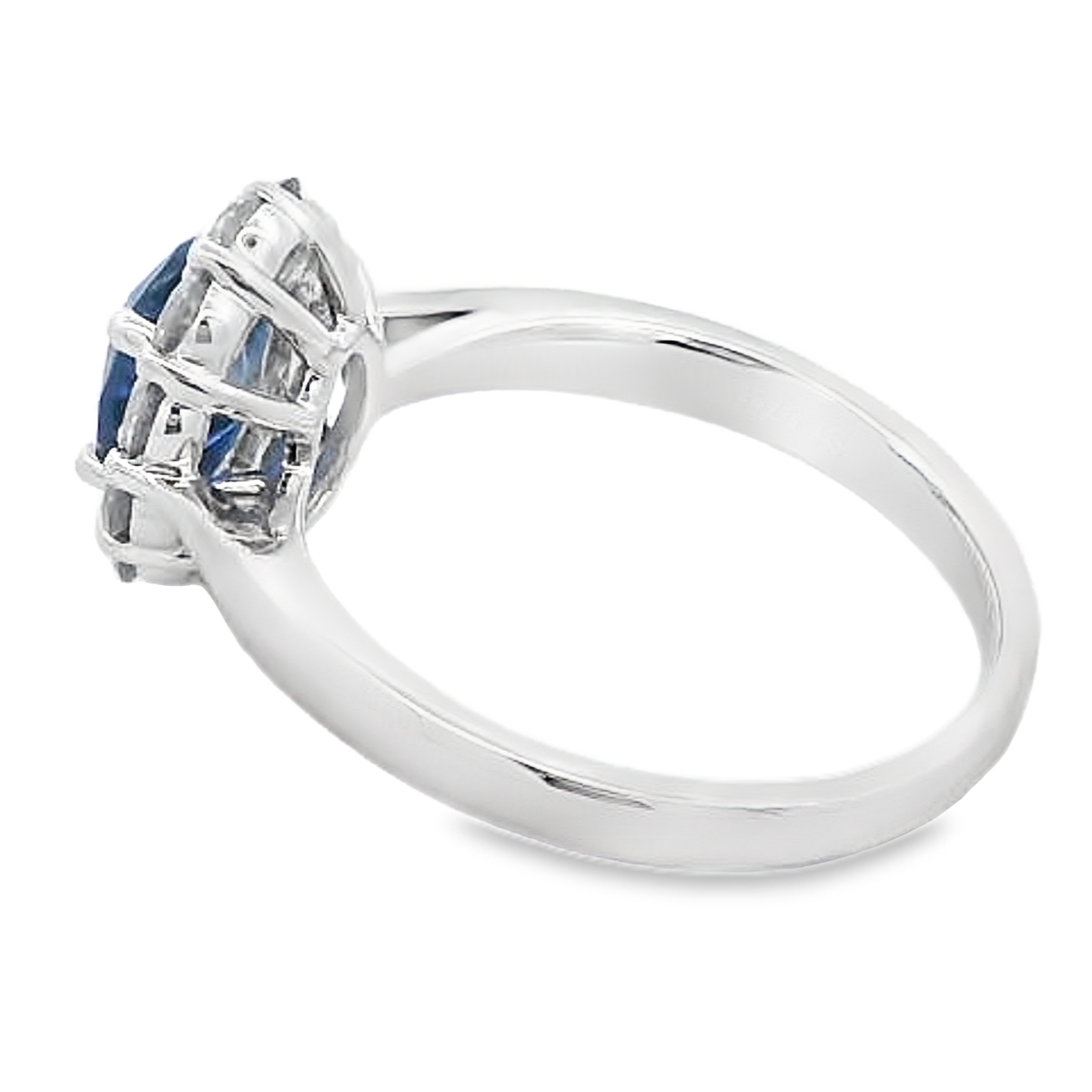 18K White Gold Sapphire and Diamond Halo Ring