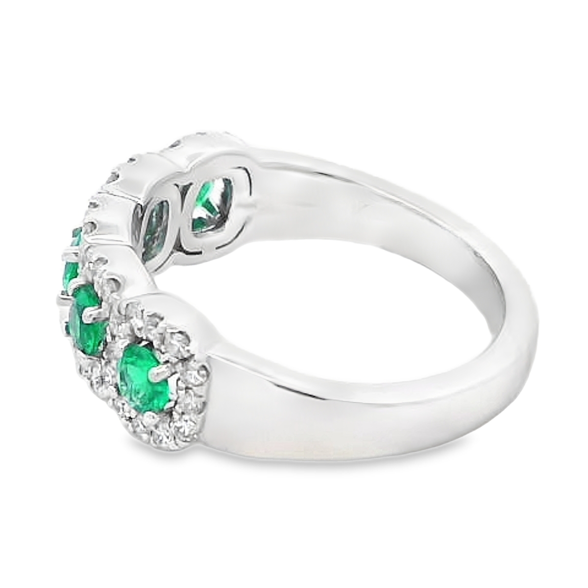 18K White Gold Emerald & Diamond Twist Band