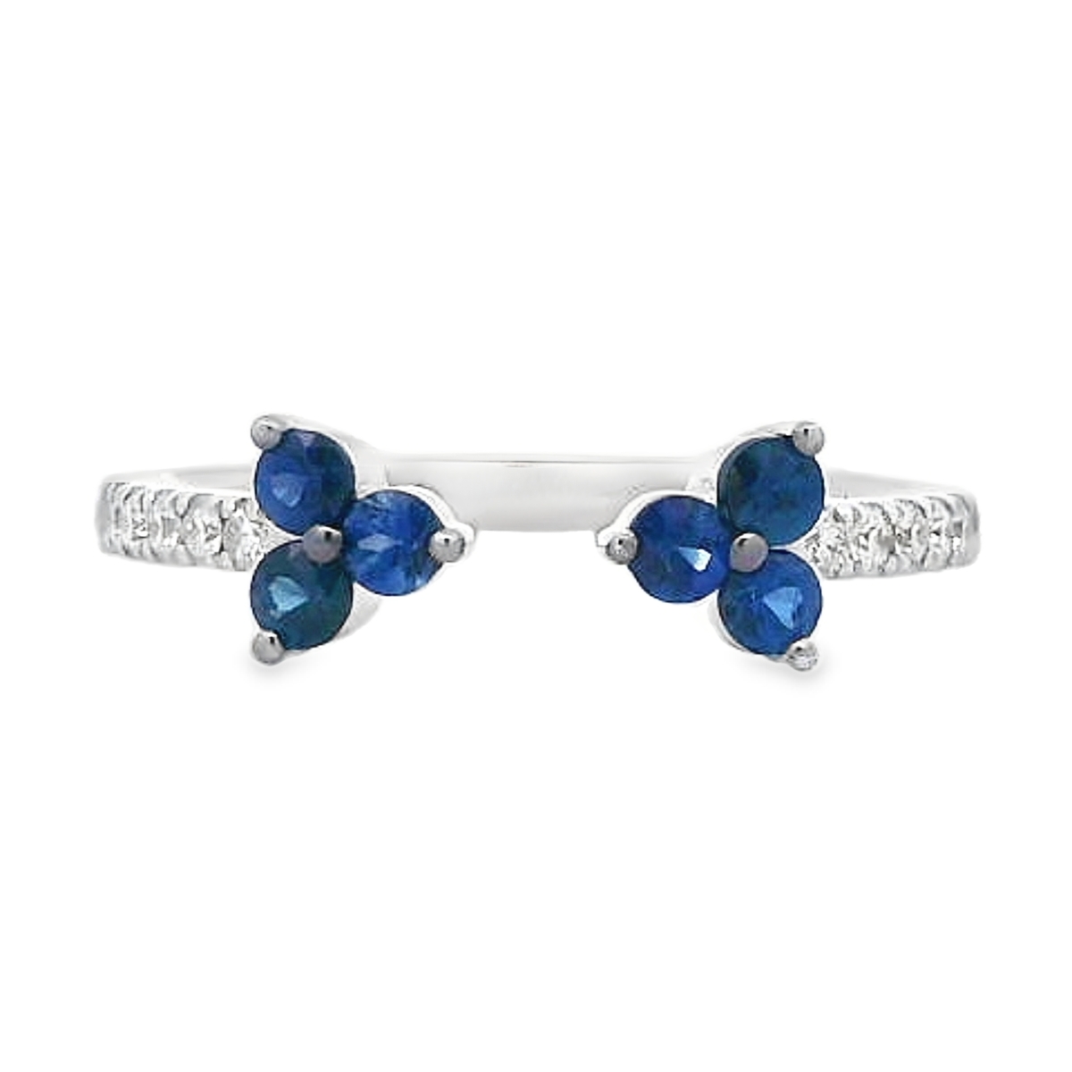 18K White Gold Sapphire & Diamond Open Split Ring