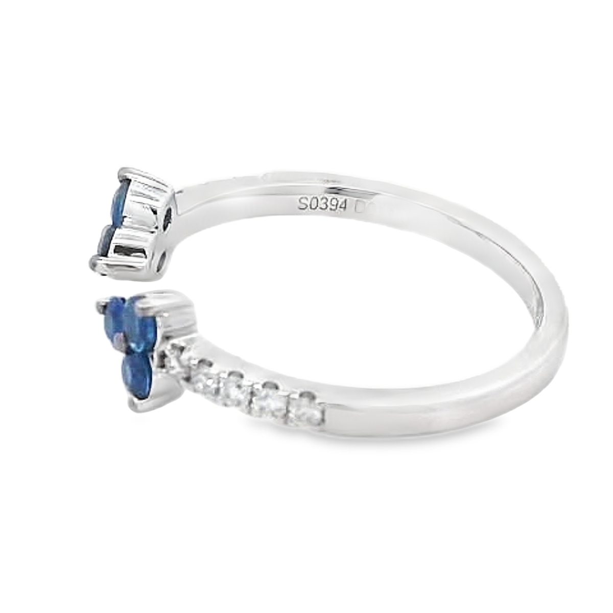 18K White Gold Sapphire & Diamond Open Split Ring