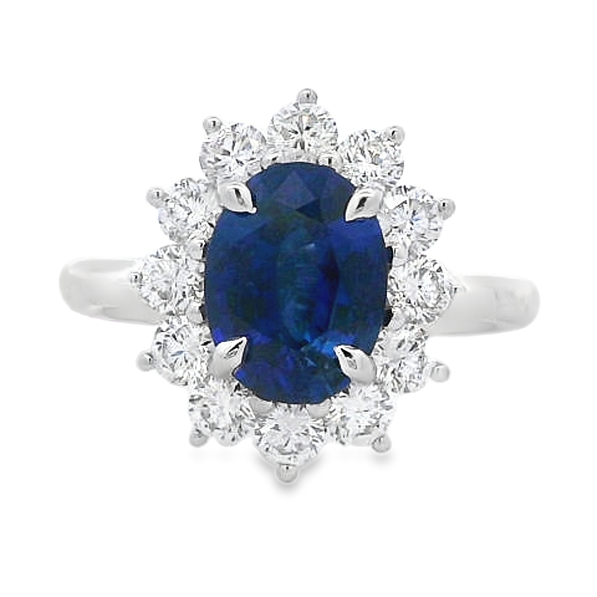 18K White Gold 2-Carat Blue Sapphire & Diamond Halo Ring
