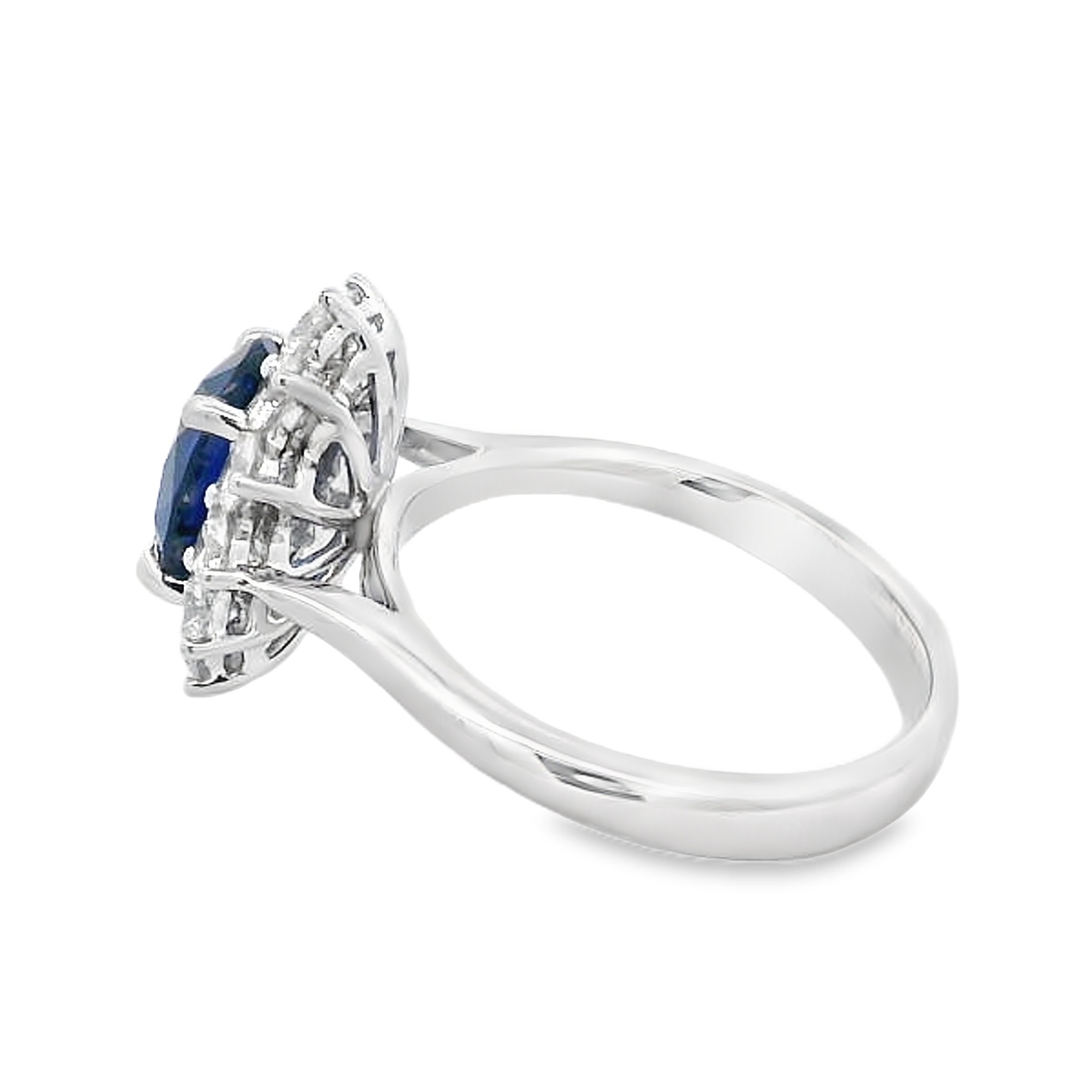 18K White Gold 2-Carat Blue Sapphire & Diamond Halo Ring