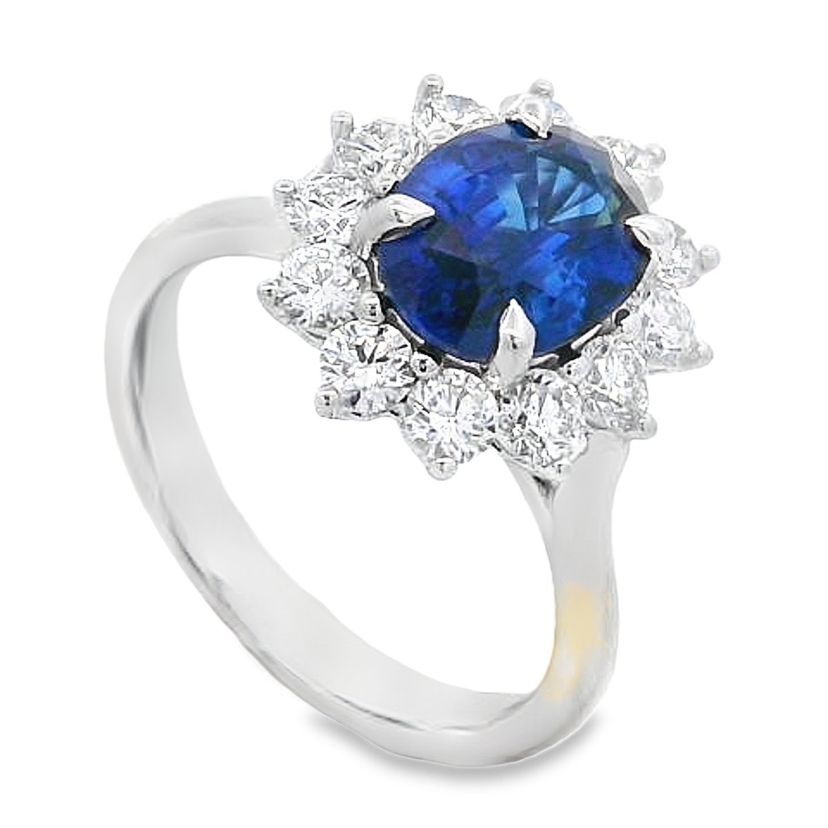 18K White Gold 2-Carat Blue Sapphire & Diamond Halo Ring