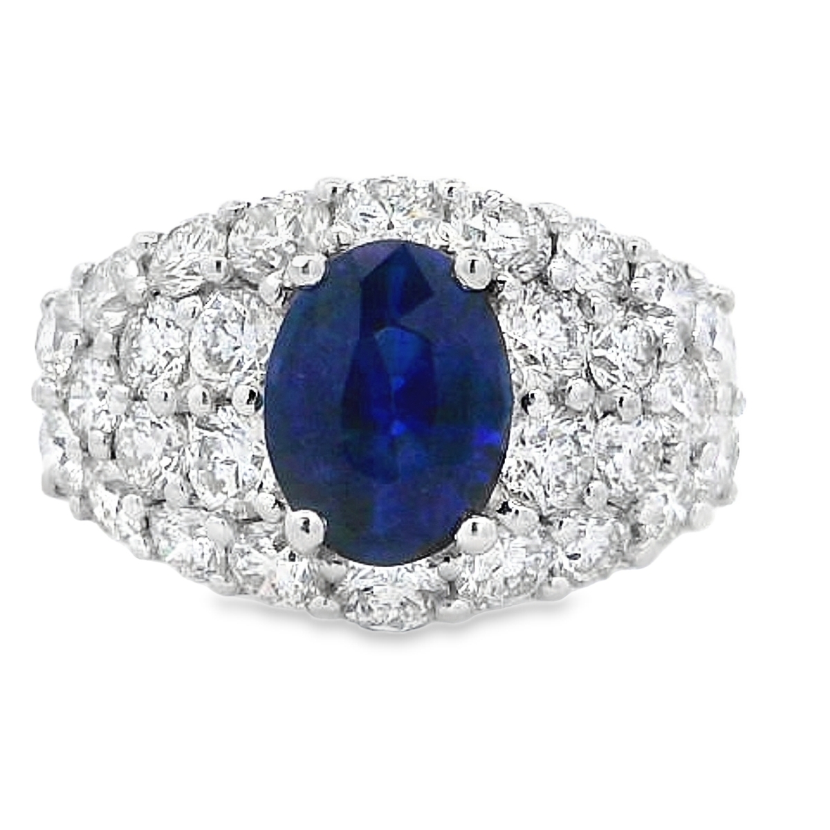 18K White Gold Sapphire & Diamond Cluster Ring