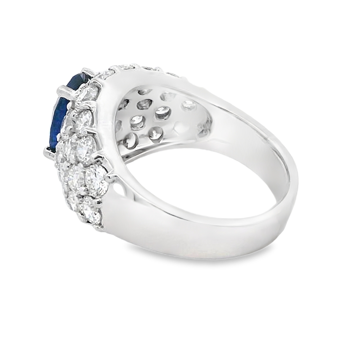 18K White Gold Sapphire & Diamond Cluster Ring