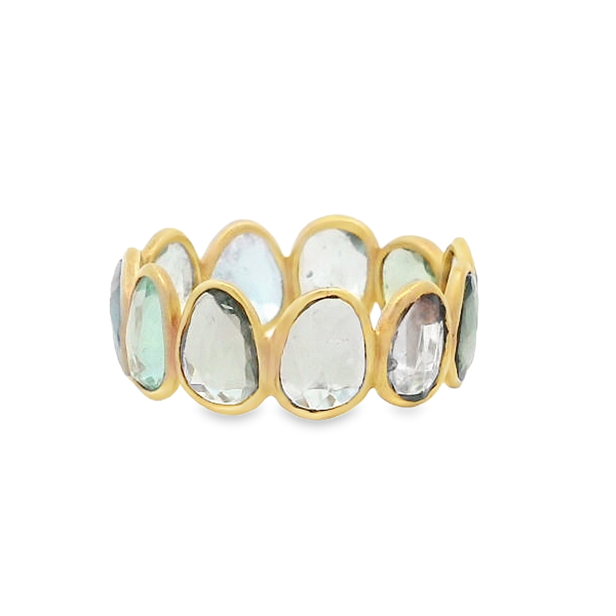 18K Yellow Gold Tourmaline Slice Bezel Eternity Ring