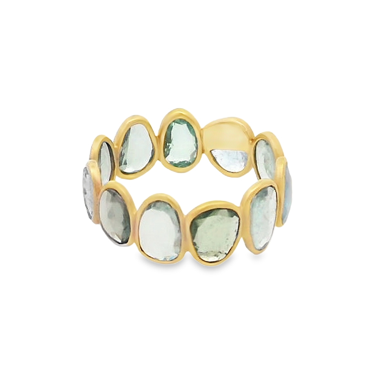 18K Yellow Gold Tourmaline Slice Bezel Eternity Ring