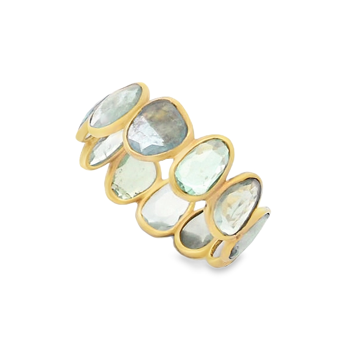 18K Yellow Gold Tourmaline Slice Bezel Eternity Ring