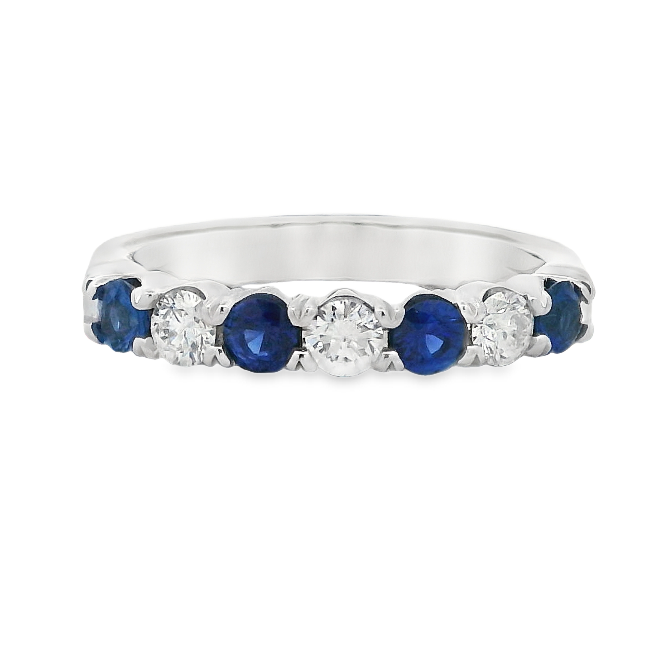 Roman Jewelers Signature 14K White Gold Sapphire & Diamond 7-Stone Ring