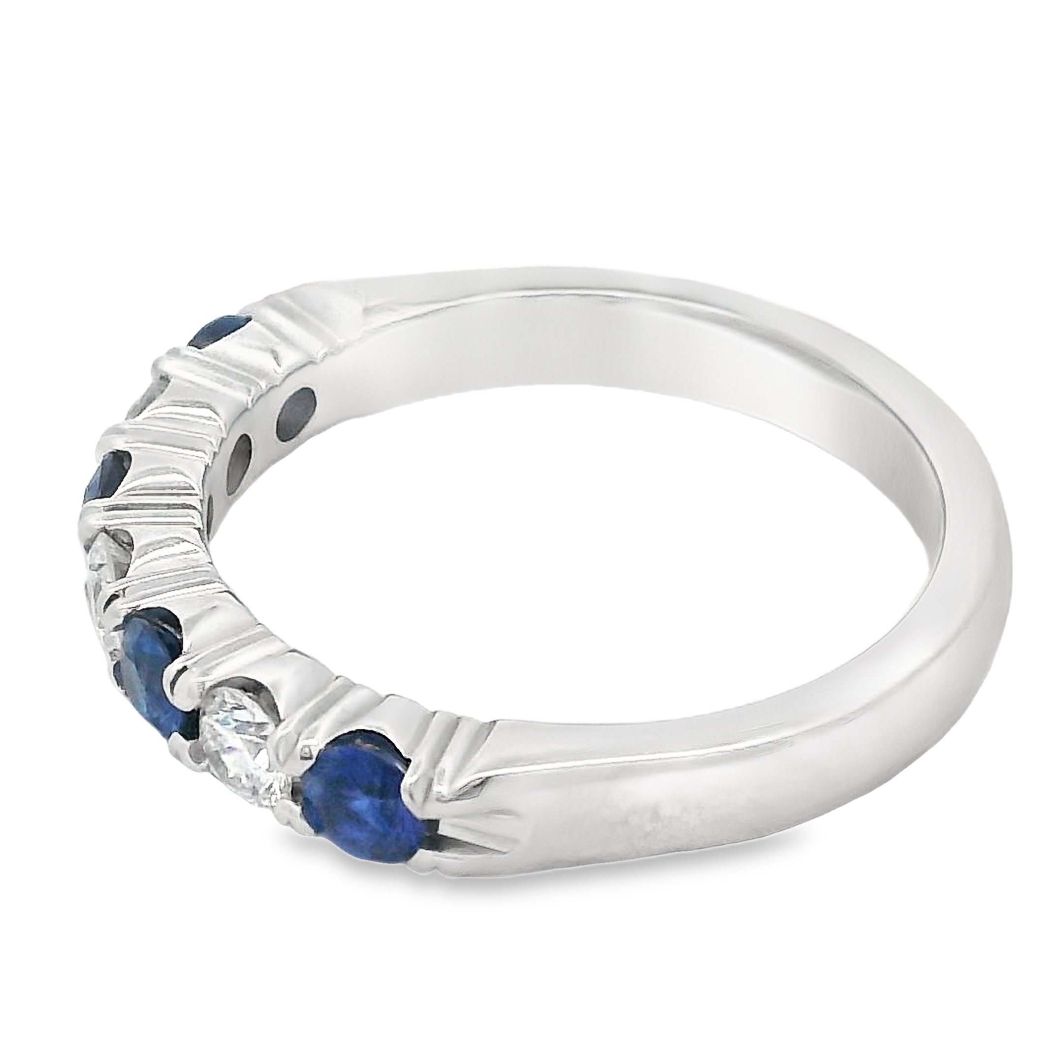 Roman Jewelers Signature 14K White Gold Sapphire & Diamond 7-Stone Ring