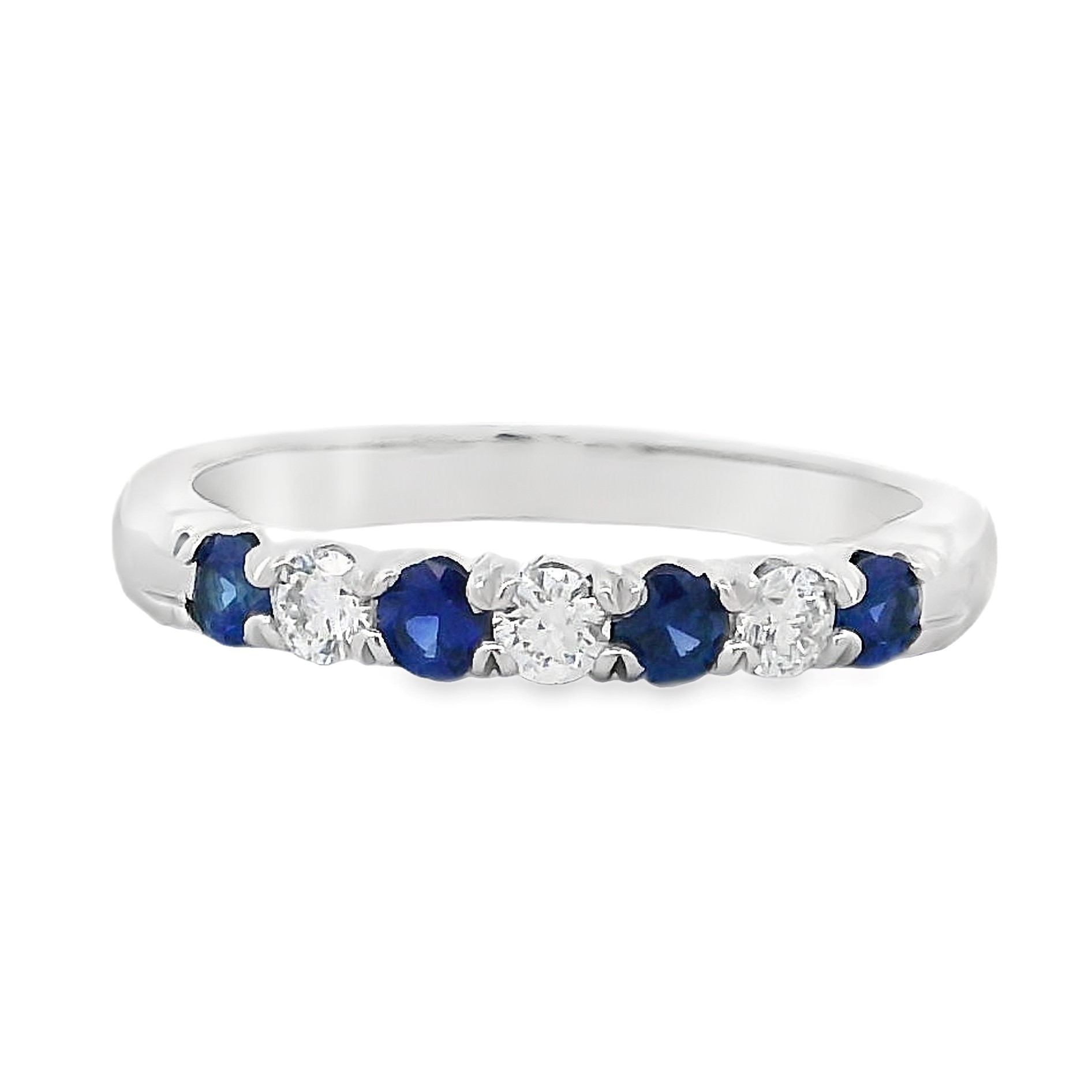 Roman Jewelers Signature 14K White Gold Sapphire & Diamond 7-Stone Band