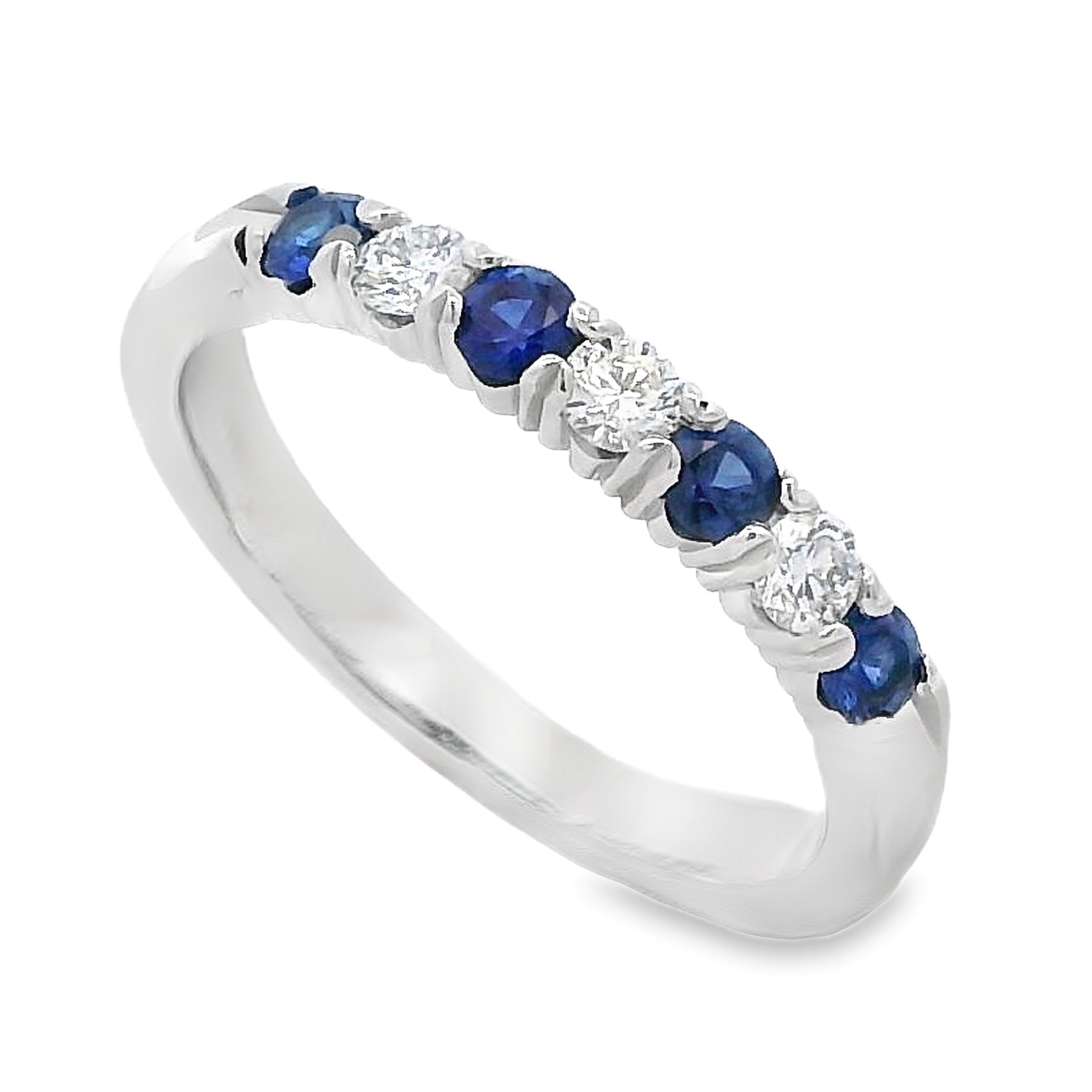 Roman Jewelers Signature 14K White Gold Sapphire & Diamond 7-Stone Band