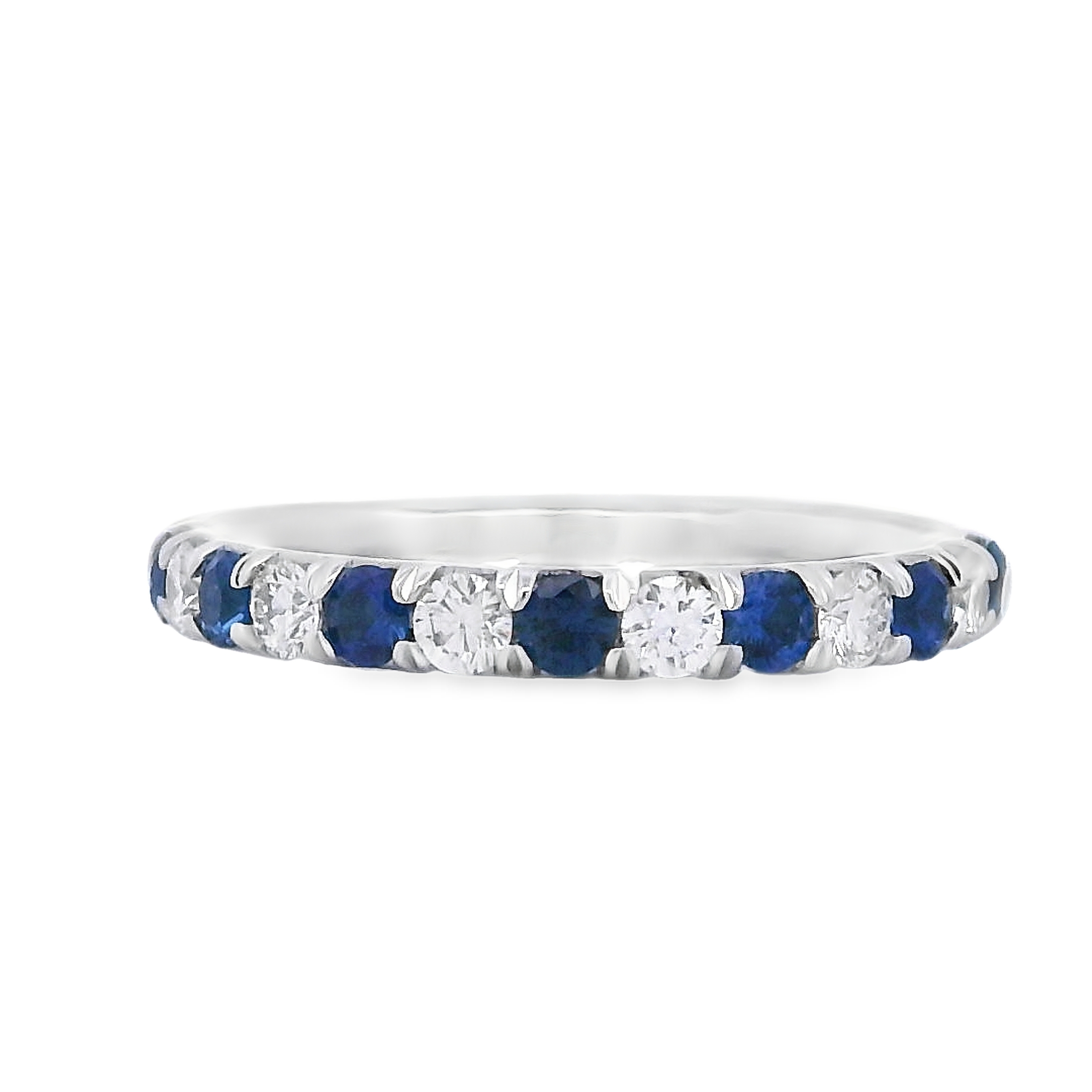 Roman Jewelers Signature 14K White Gold Sapphire & Diamond Alternating Half Band