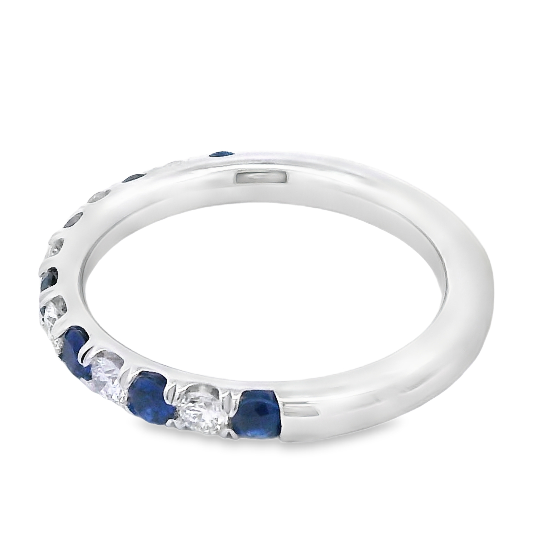 Roman Jewelers Signature 14K White Gold Sapphire & Diamond Alternating Half Band